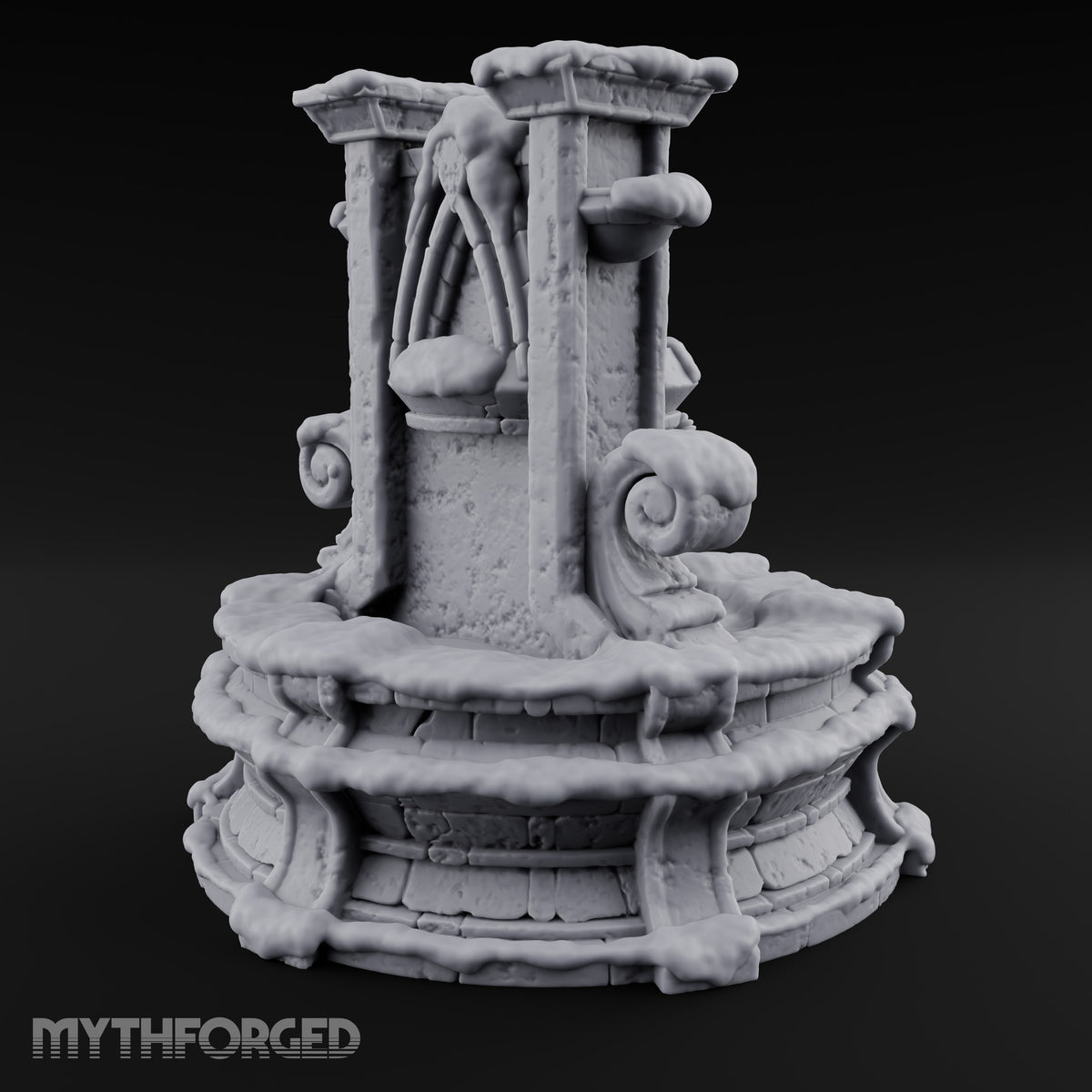 Drink Deep, Stone Is Patient Ornate Stone Fountain — Snow