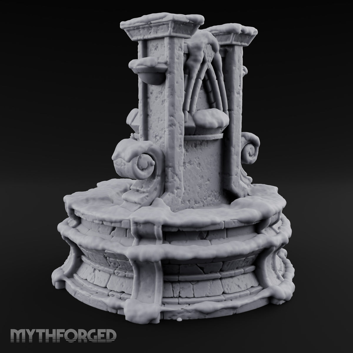 Drink Deep, Stone Is Patient Ornate Stone Fountain — Snow