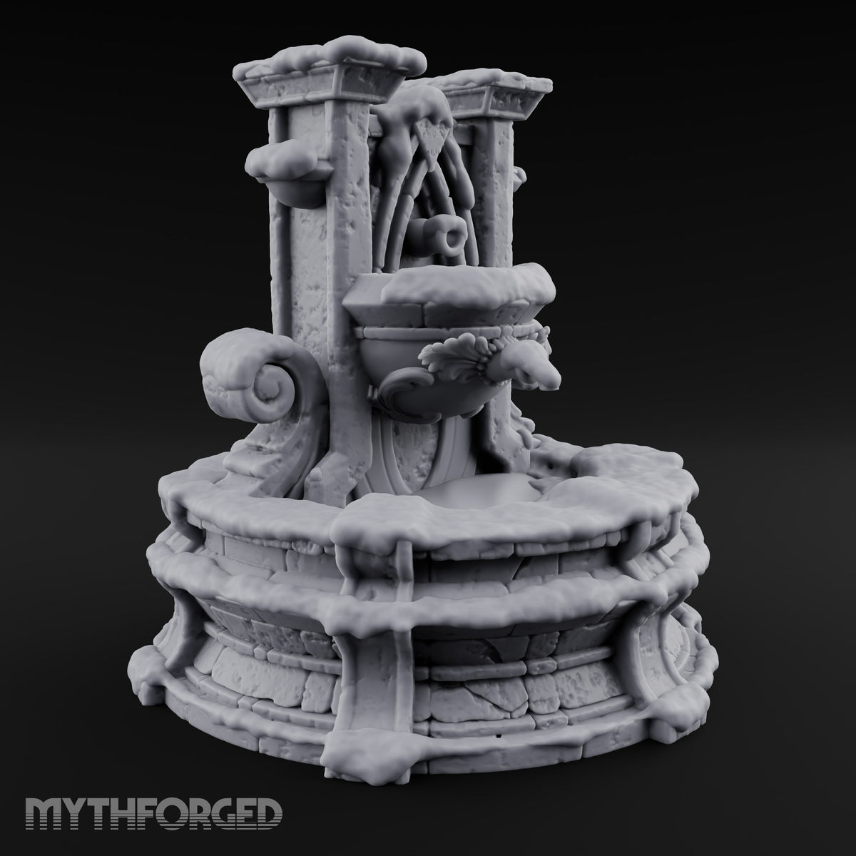 Drink Deep, Stone Is Patient Ornate Stone Fountain — Snow