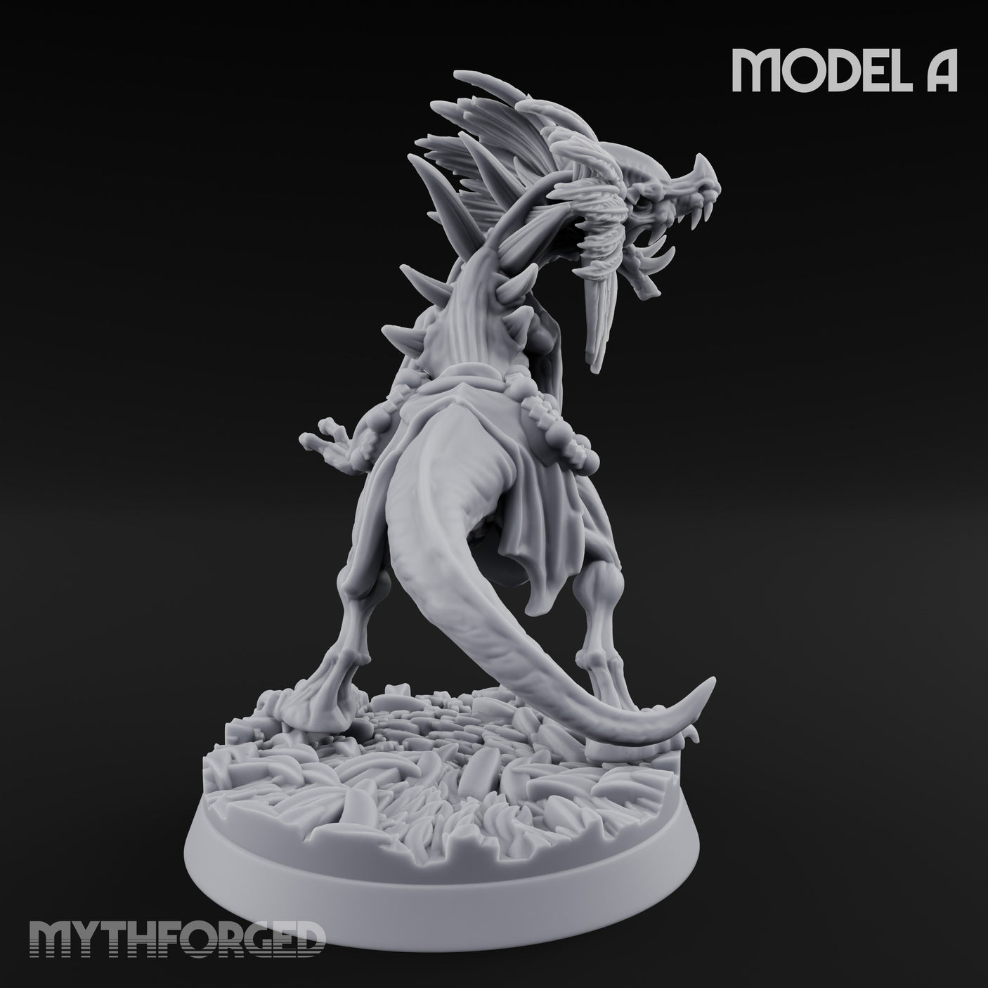 Frill Flaring Raptor Hunter A Miniature for Dungeons and Dragons, Pathfinder or other TTRPGs