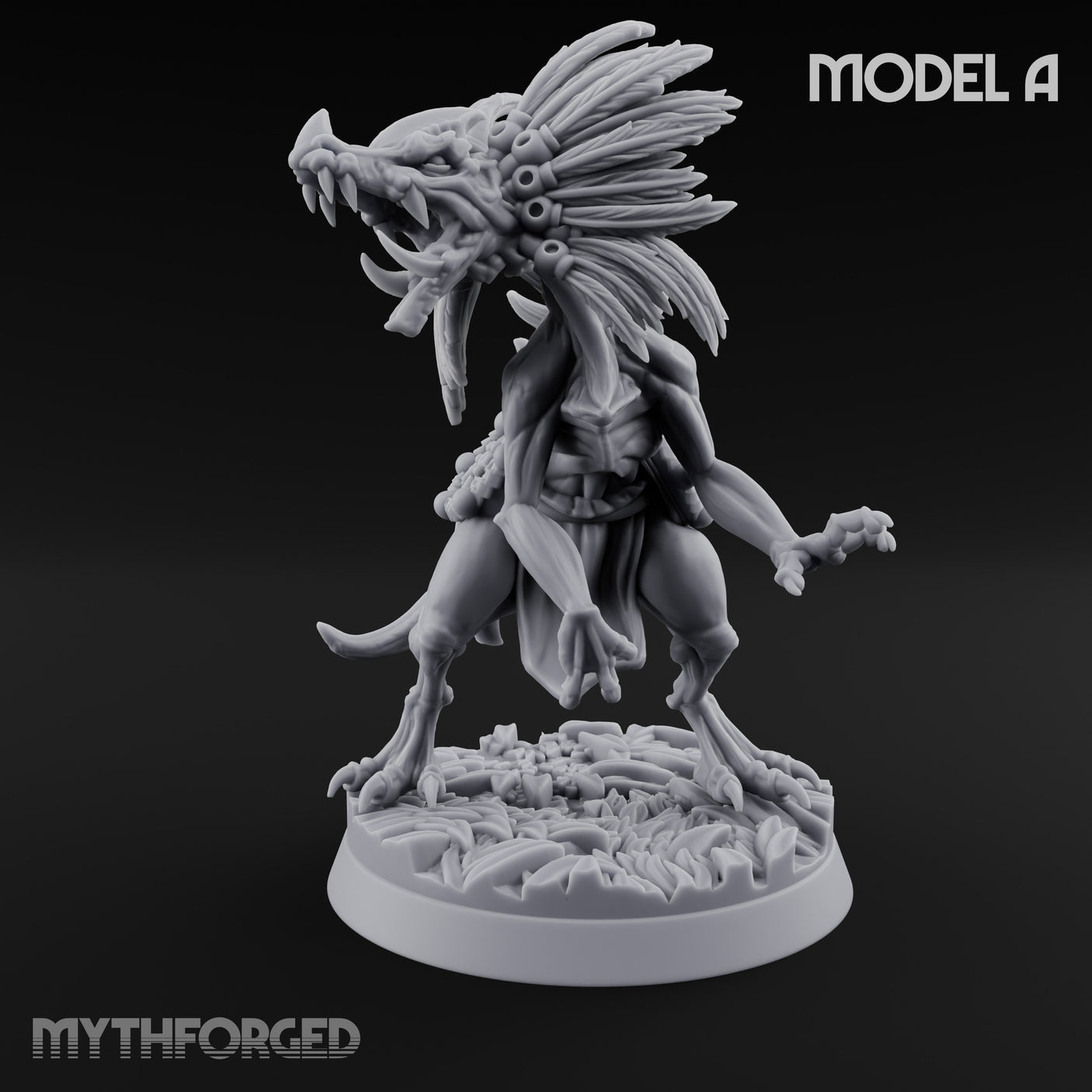 Frill Flaring Raptor Hunter A Miniature for Dungeons and Dragons, Pathfinder or other TTRPGs
