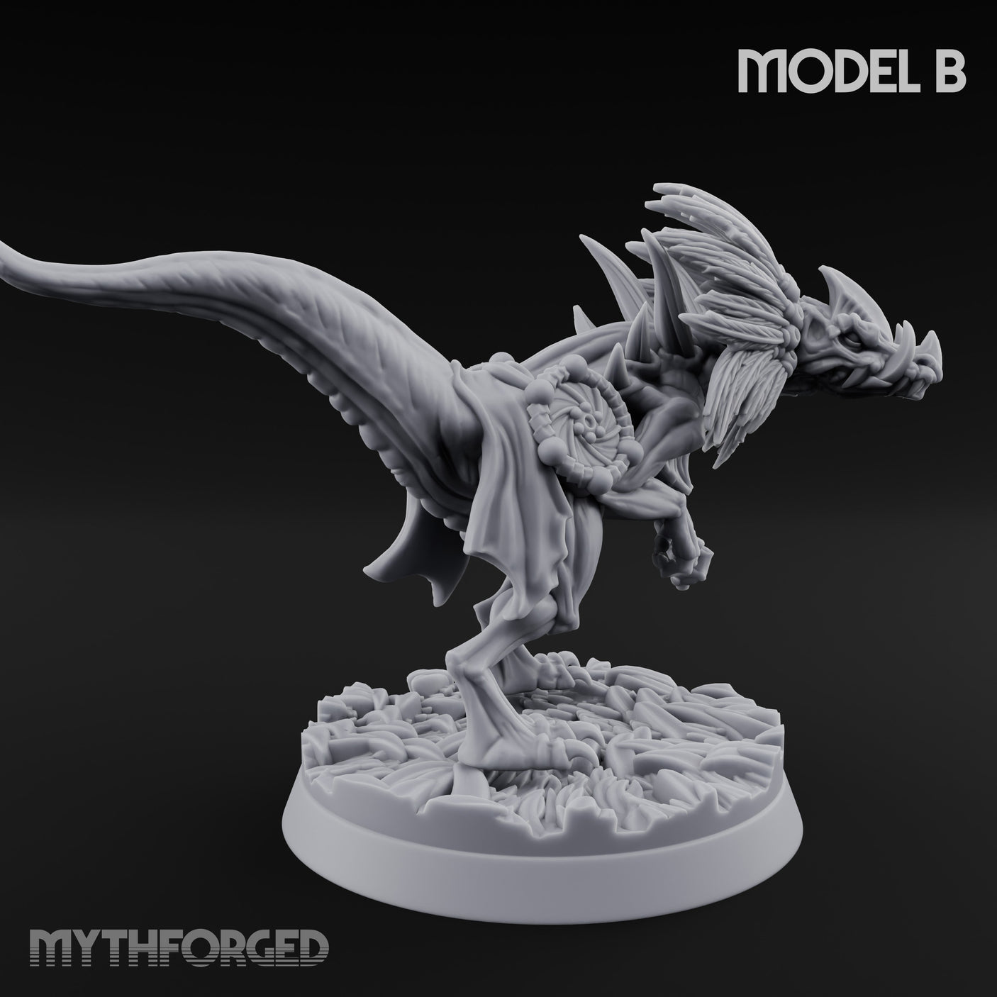 Frill Flaring Raptor Hunter B Miniature for Dungeons and Dragons, Pathfinder or other TTRPGs