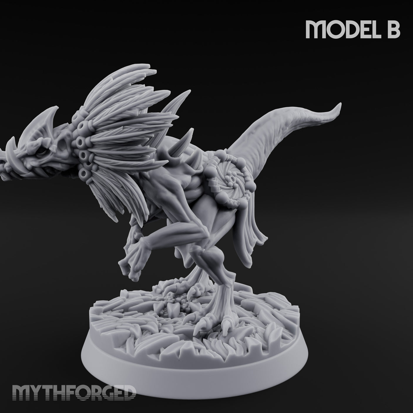 Frill Flaring Raptor Hunter B Miniature for Dungeons and Dragons, Pathfinder or other TTRPGs