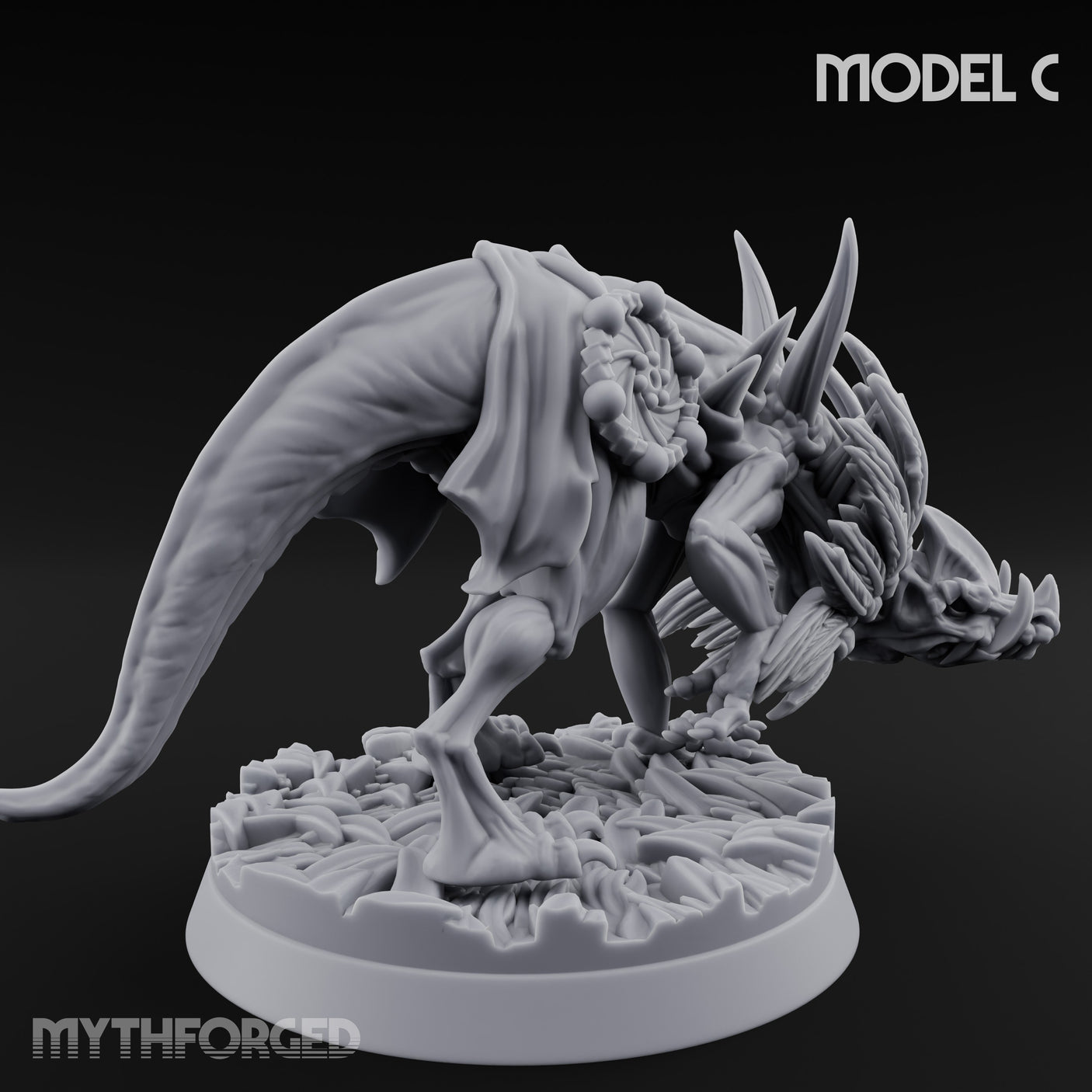 Frill Flaring Raptor Hunter C Miniature for Dungeons and Dragons, Pathfinder or other TTRPGs