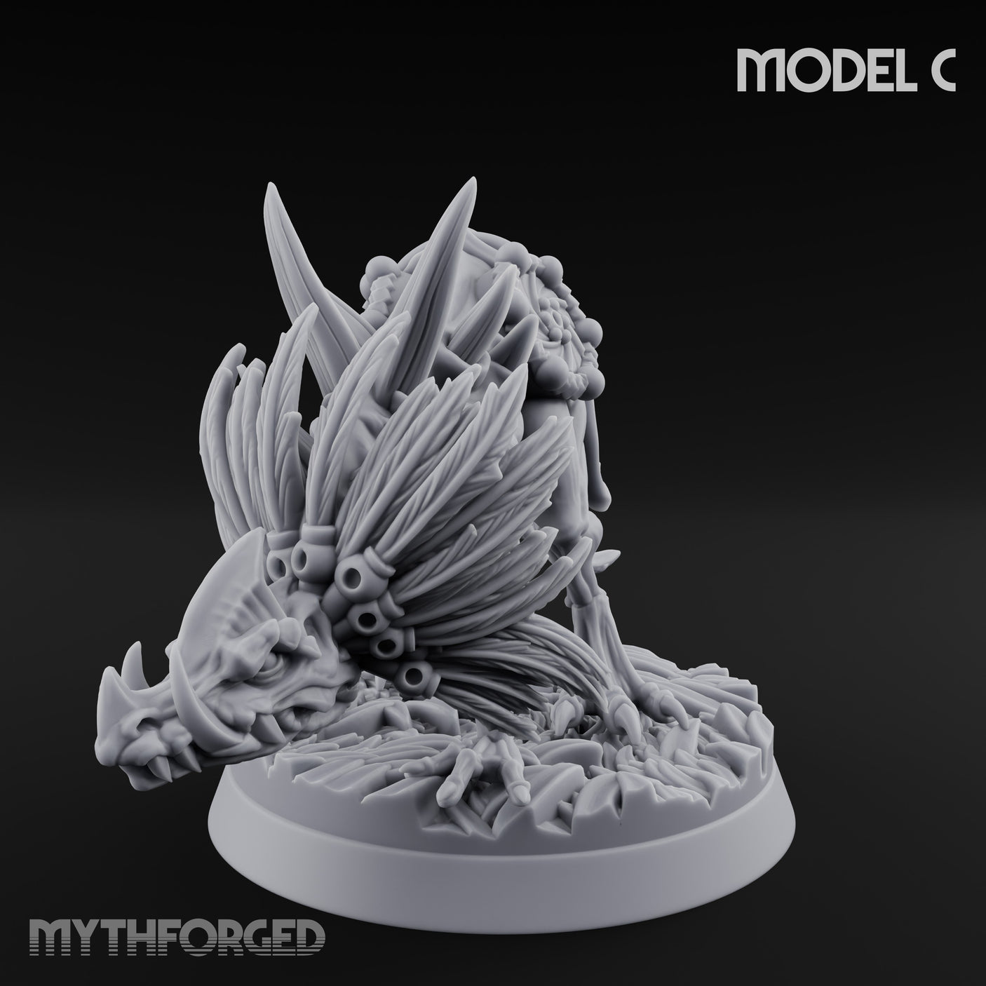 Frill Flaring Raptor Hunter C Miniature for Dungeons and Dragons, Pathfinder or other TTRPGs