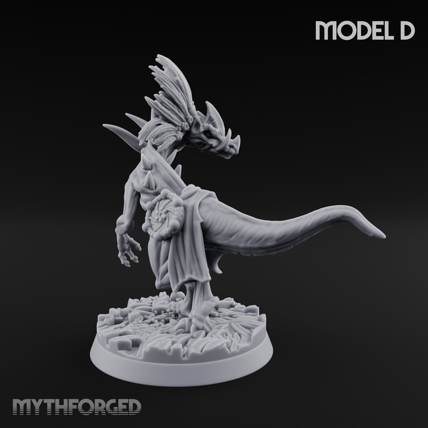 Frill Flaring Raptor Hunter D Miniature for Dungeons and Dragons, Pathfinder or other TTRPGs