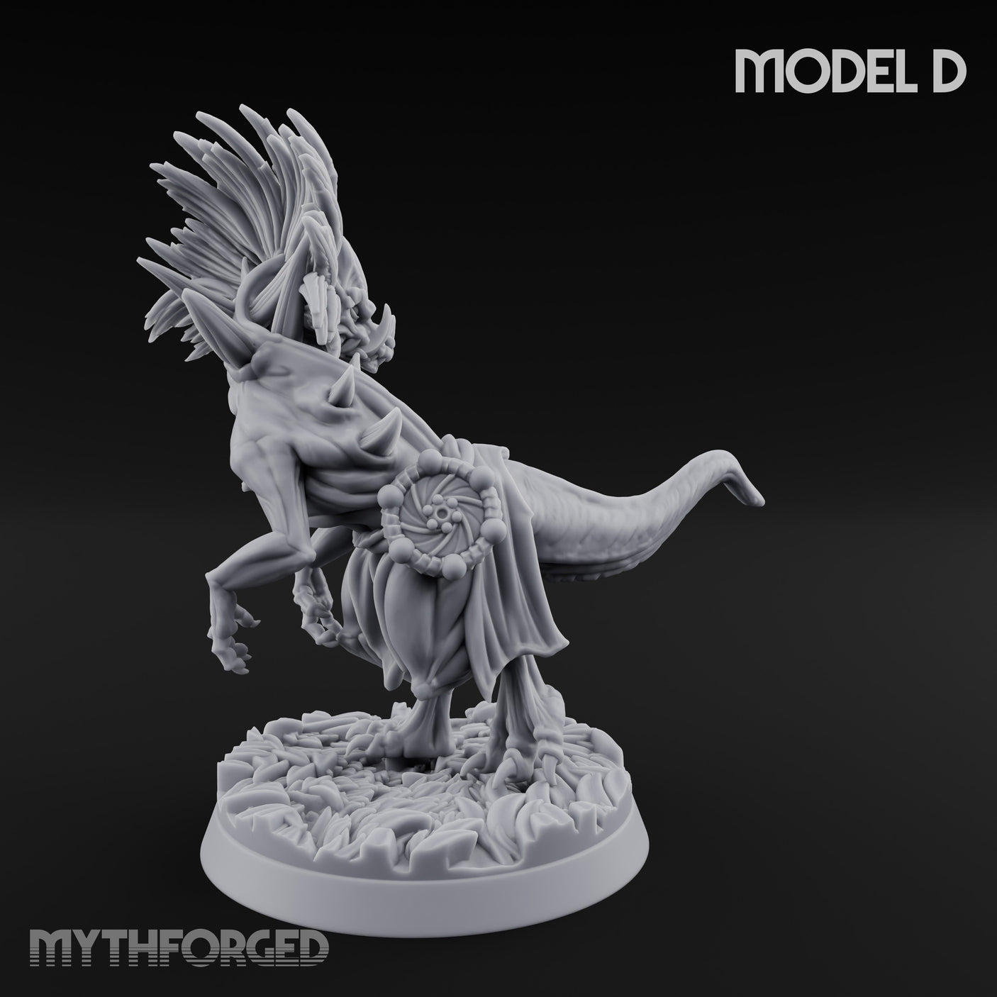 Frill Flaring Raptor Hunter D Miniature for Dungeons and Dragons, Pathfinder or other TTRPGs