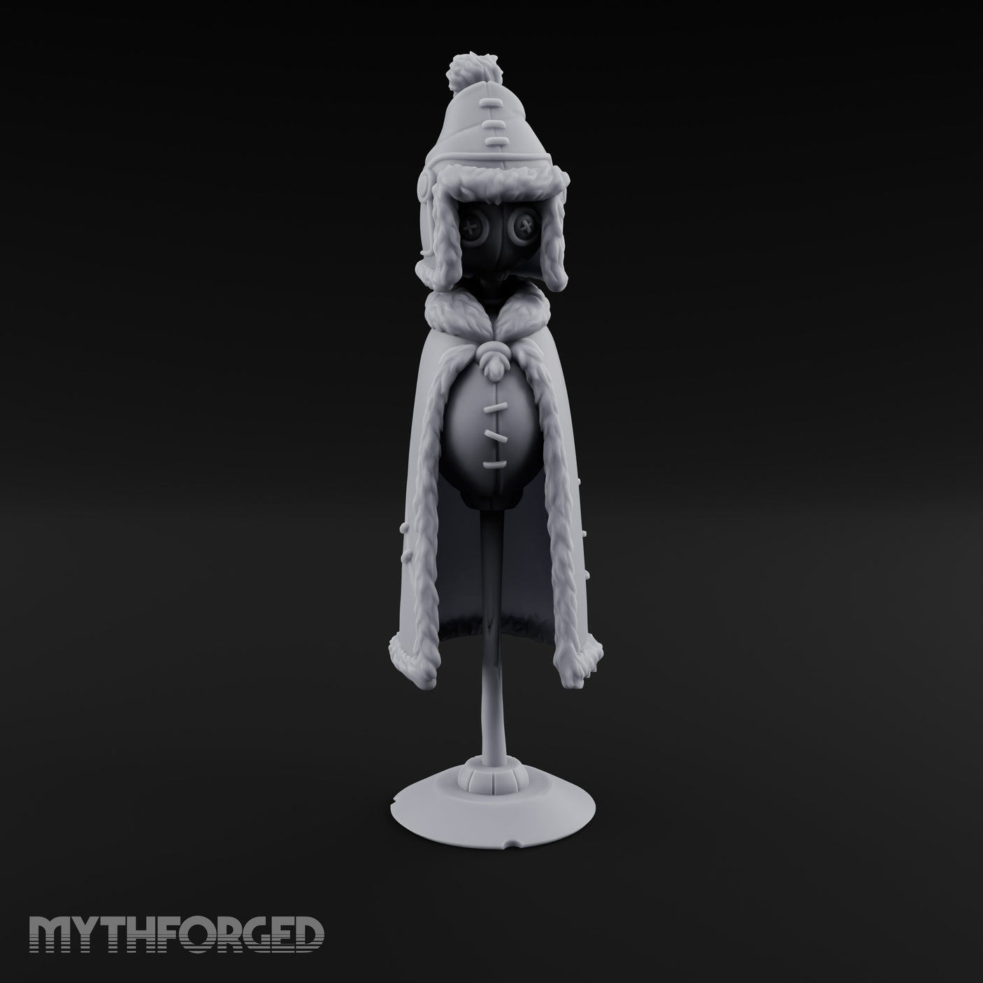 Fur-Trimmed Button-Eyed Clothing Mannequin Miniature for Dungeons and Dragons, Pathfinder or other TTRPGs