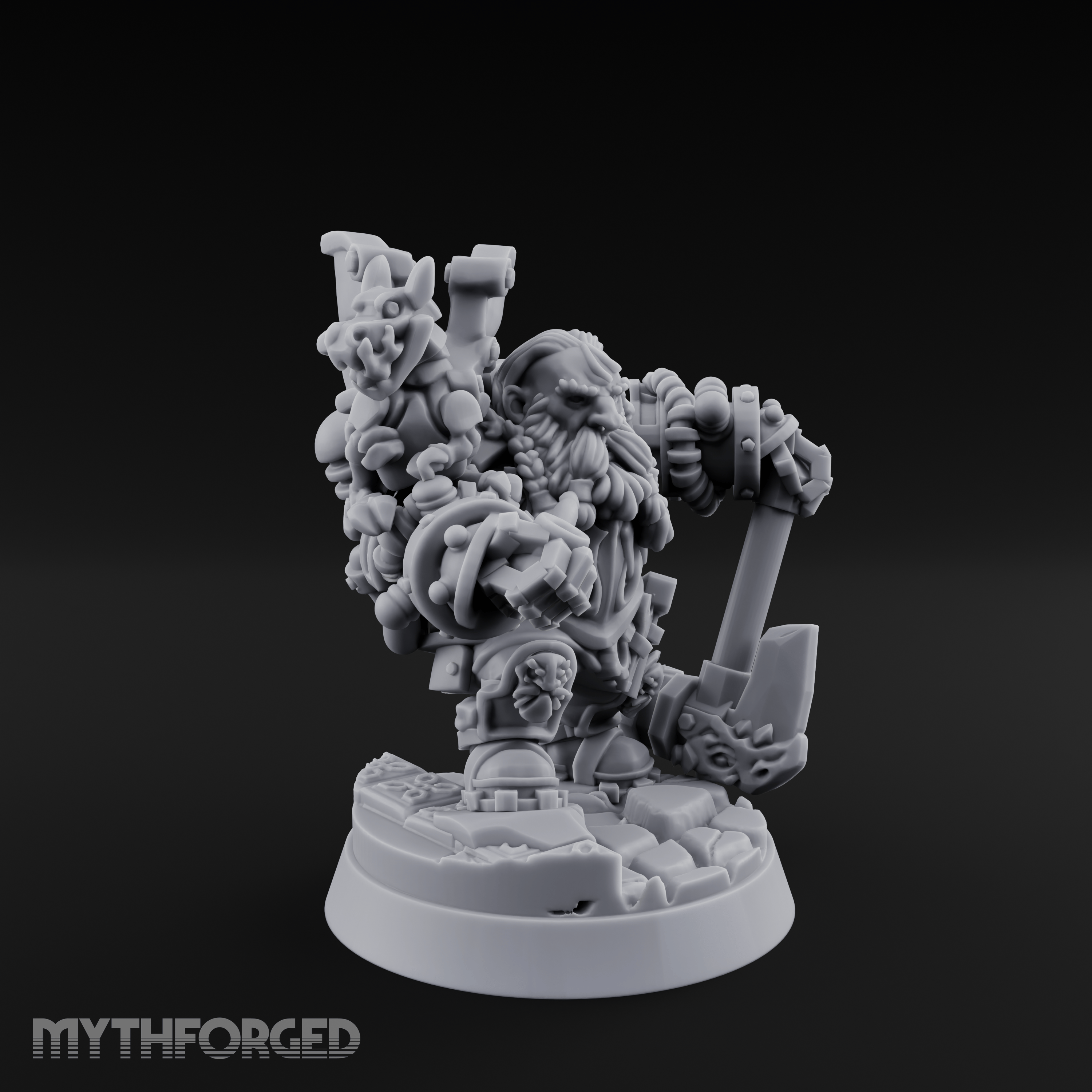 Arms Raised Bellowing Dwarf Artificer