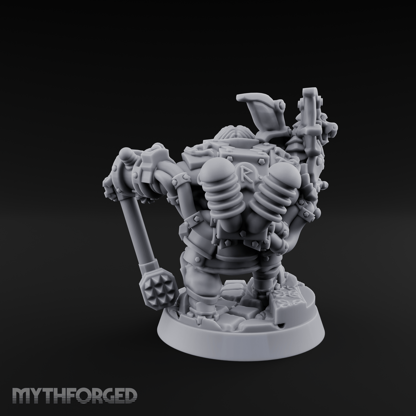 Arms Raised Bellowing Dwarf Artificer Miniature for Dungeons and Dragons, Pathfinder or other TTRPGs