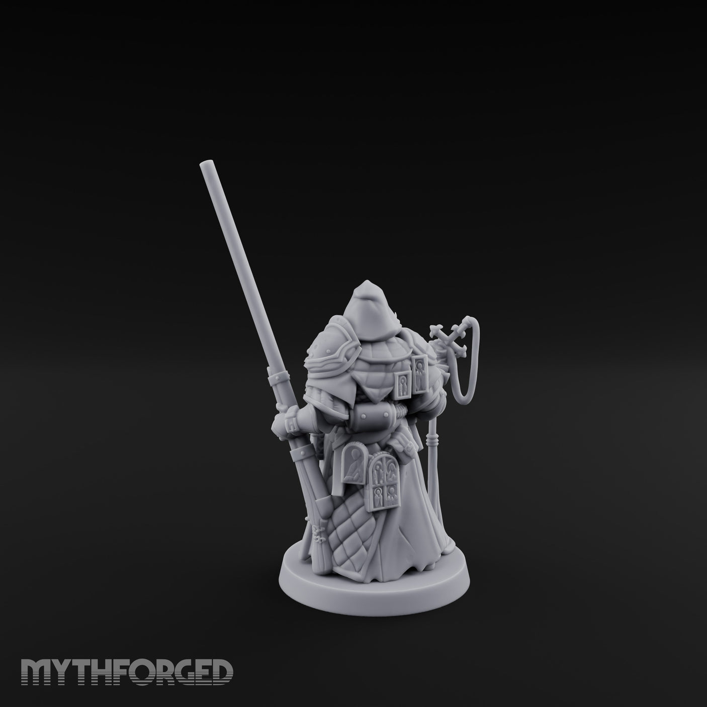 Gas Masked Punt Gun Toting Human Priest Miniature for Dungeons and Dragons, Pathfinder or other TTRPGs