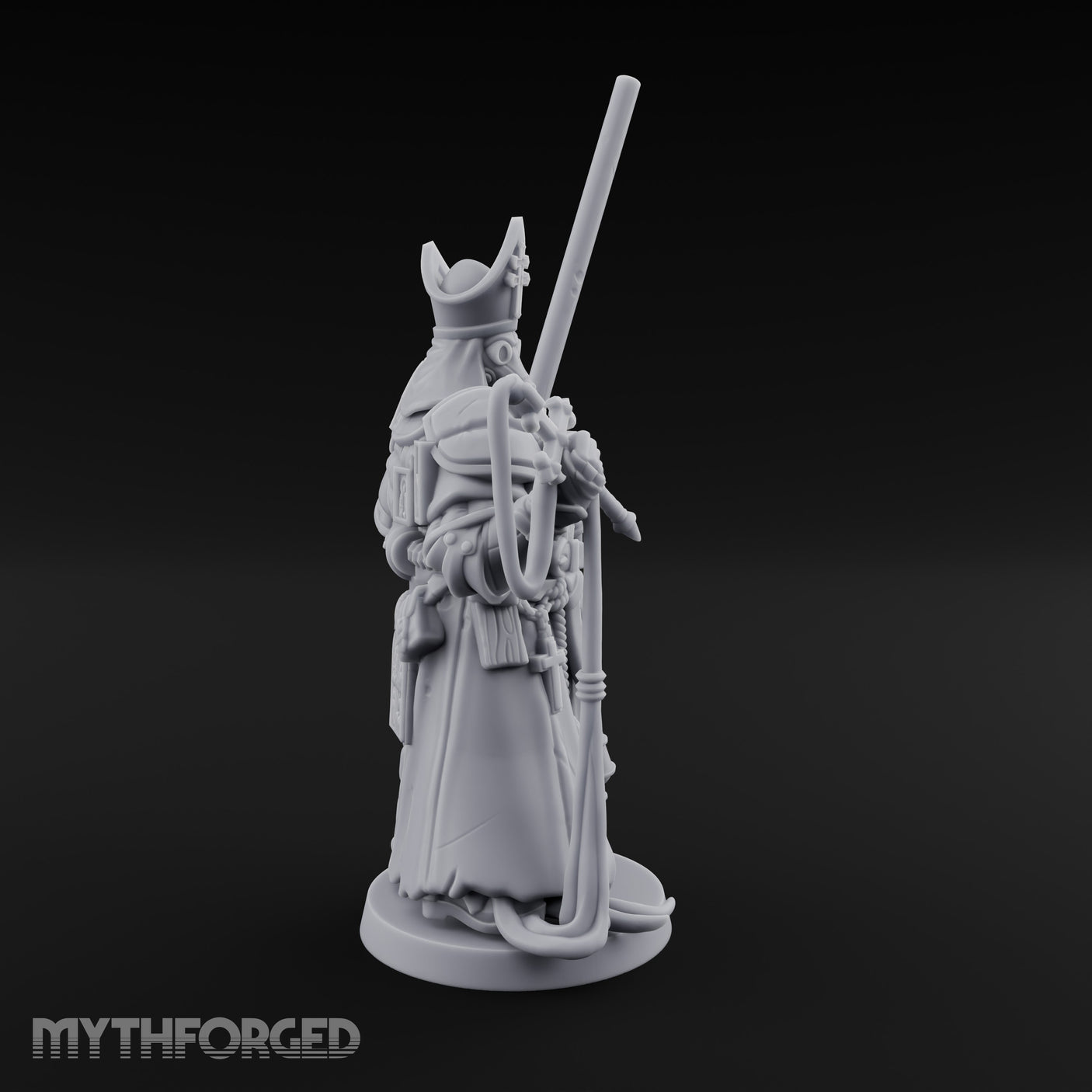Gas Masked Punt Gun Toting Human Priest Miniature for Dungeons and Dragons, Pathfinder or other TTRPGs