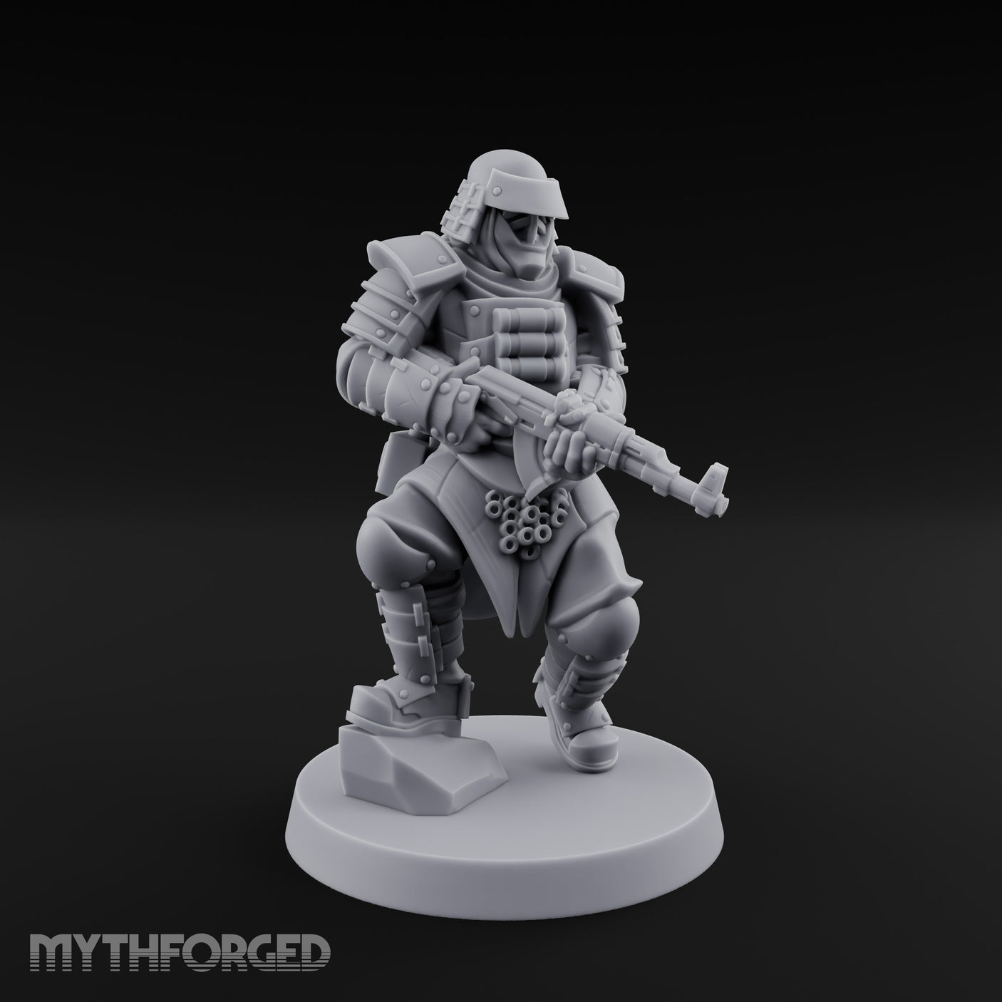 Gas Masked Rifle Advancing Human Shogunate Engineer Miniature for Dungeons and Dragons, Pathfinder or other TTRPGs
