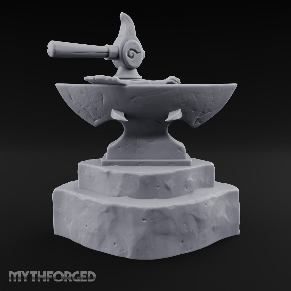 Horns Hold the Hammer Still Stone Skull Anvil with Hammer