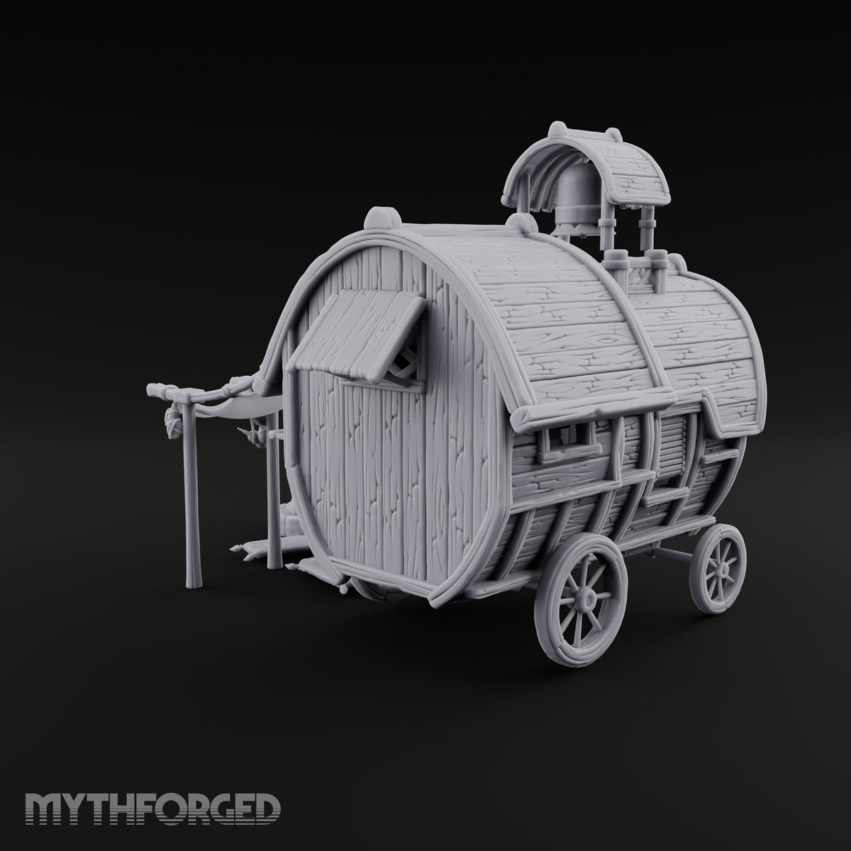 Bell Rings, Kettle Sings Wooden Caravan Wagon with Camp
