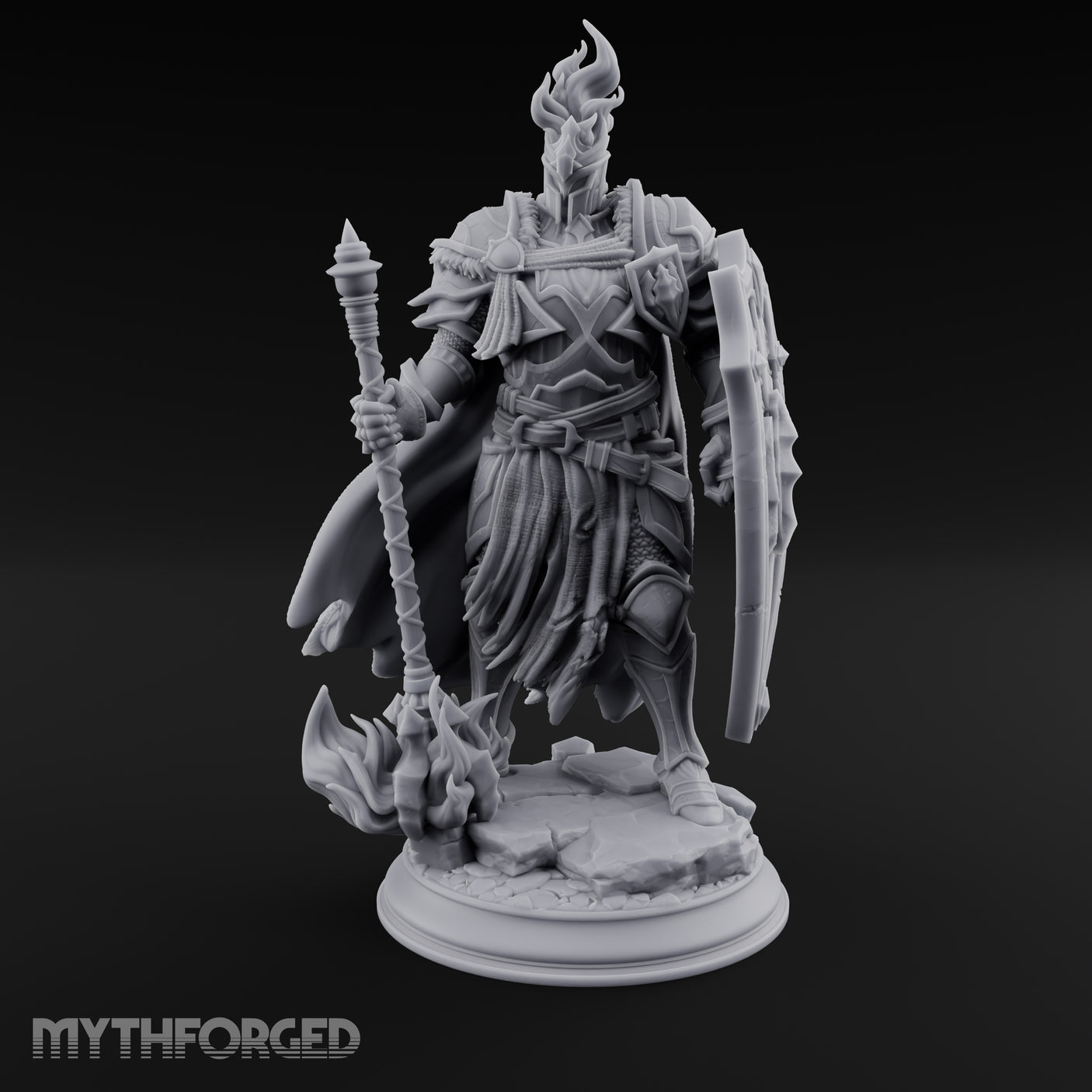 Flame Crowned Human Knight Miniature for Dungeons and Dragons, Pathfinder or other TTRPGs