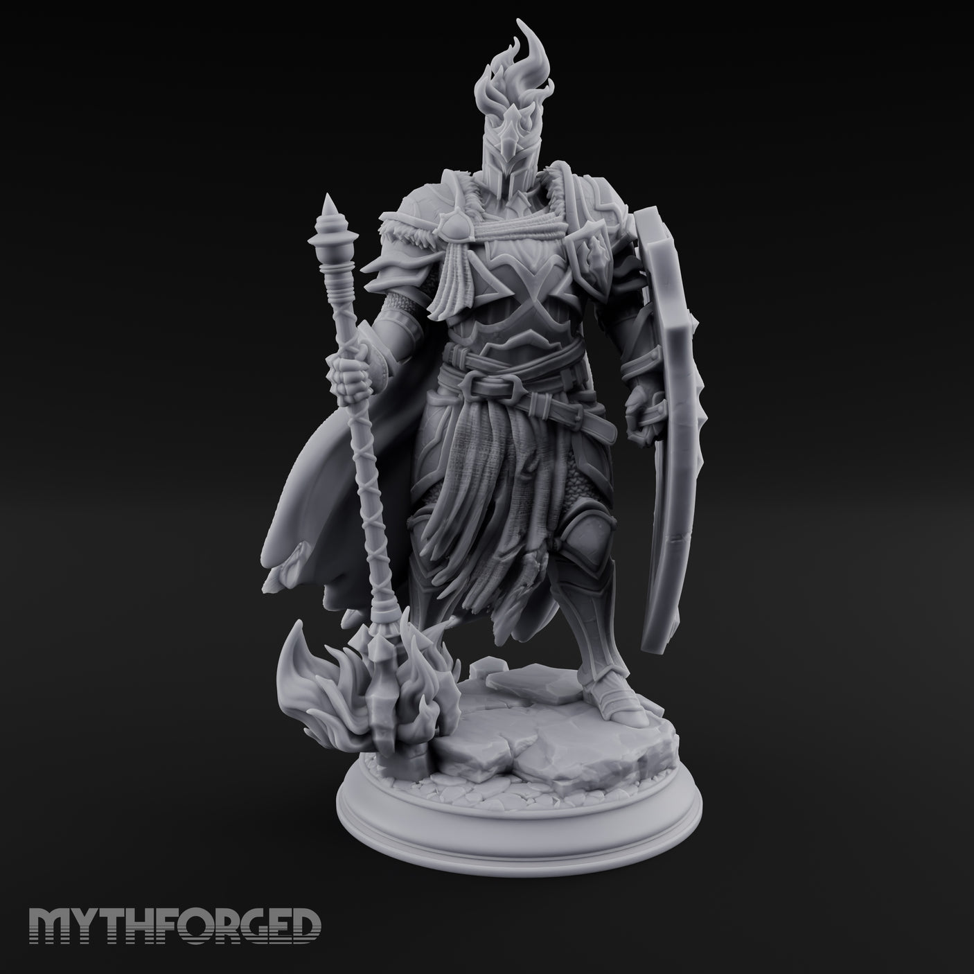 Flame Crowned Human Knight Miniature for Dungeons and Dragons, Pathfinder or other TTRPGs