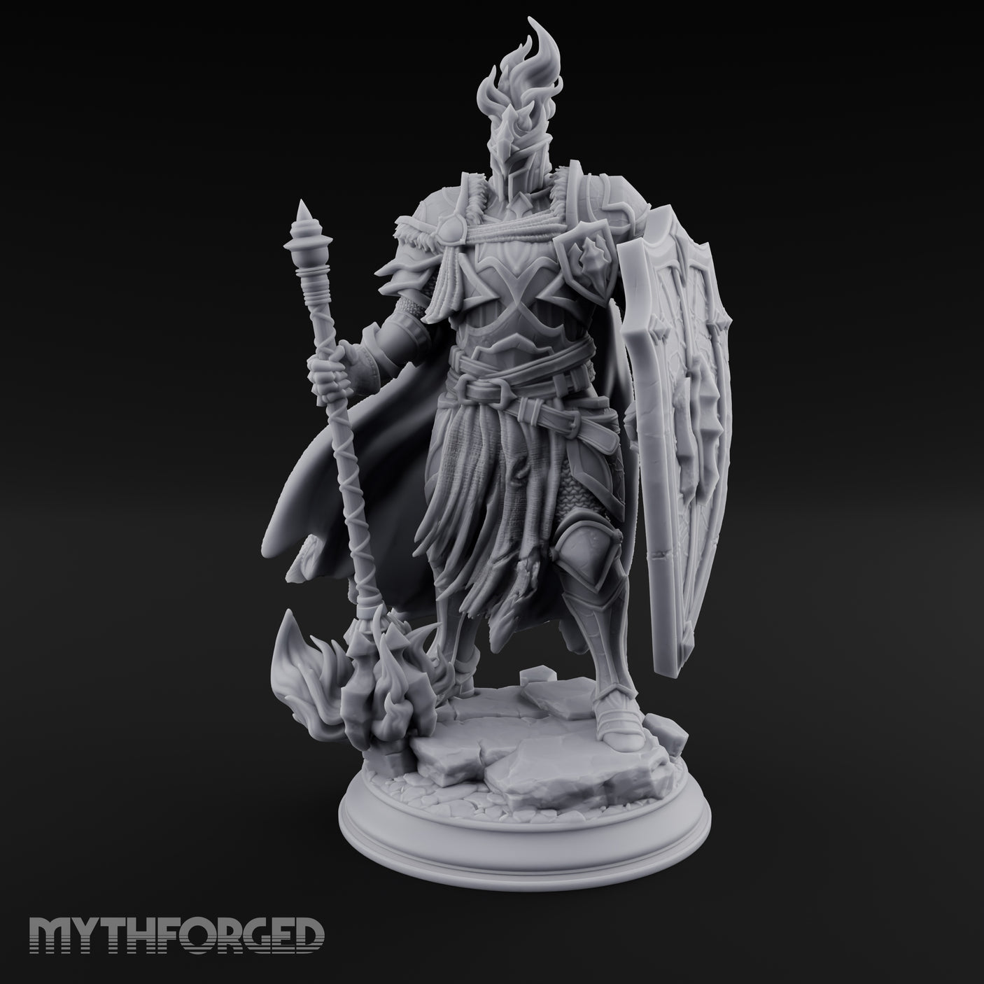 Flame Crowned Human Knight Miniature for Dungeons and Dragons, Pathfinder or other TTRPGs