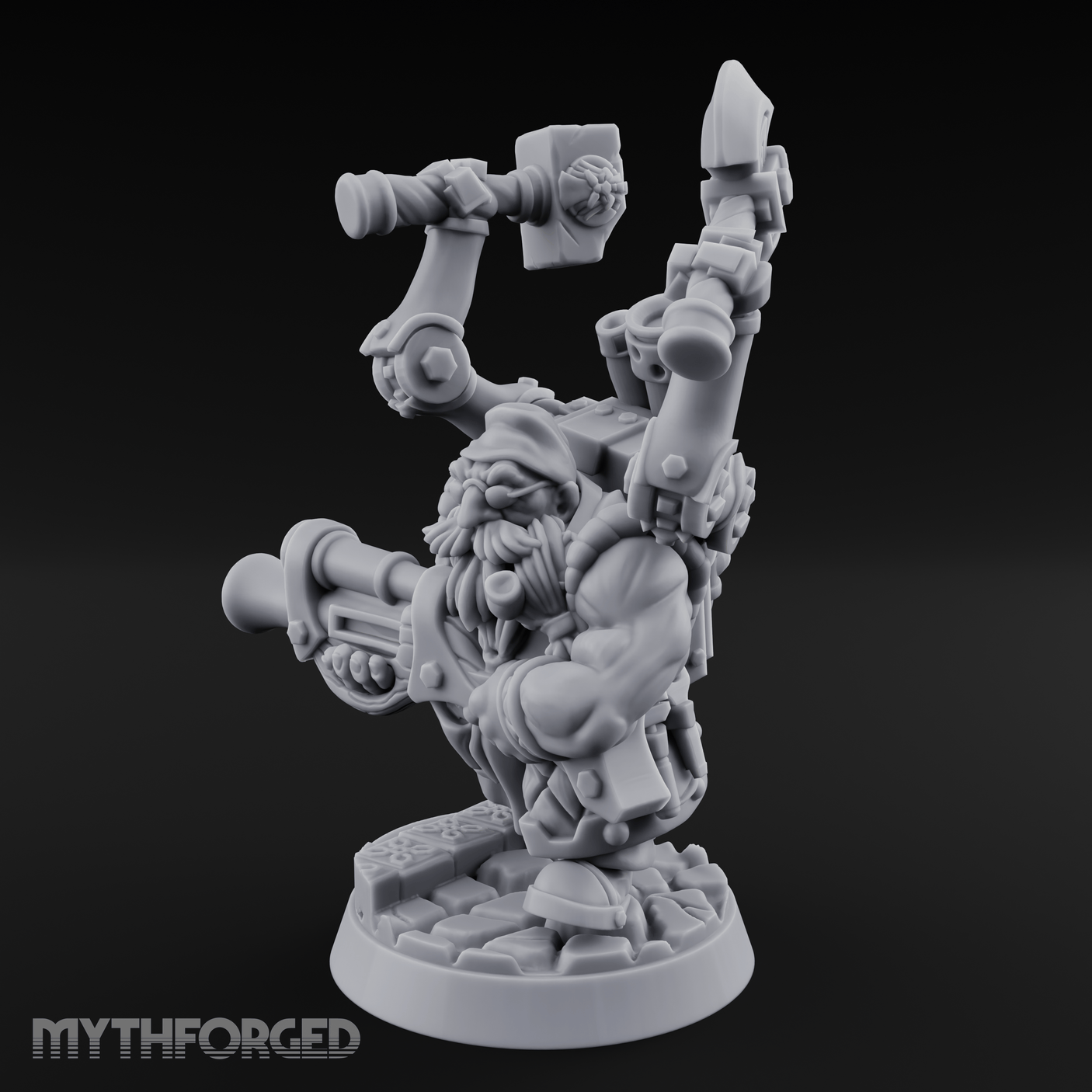 Armed To The Gills Dwarf Artificer Miniature for Dungeons and Dragons, Pathfinder or other TTRPGs