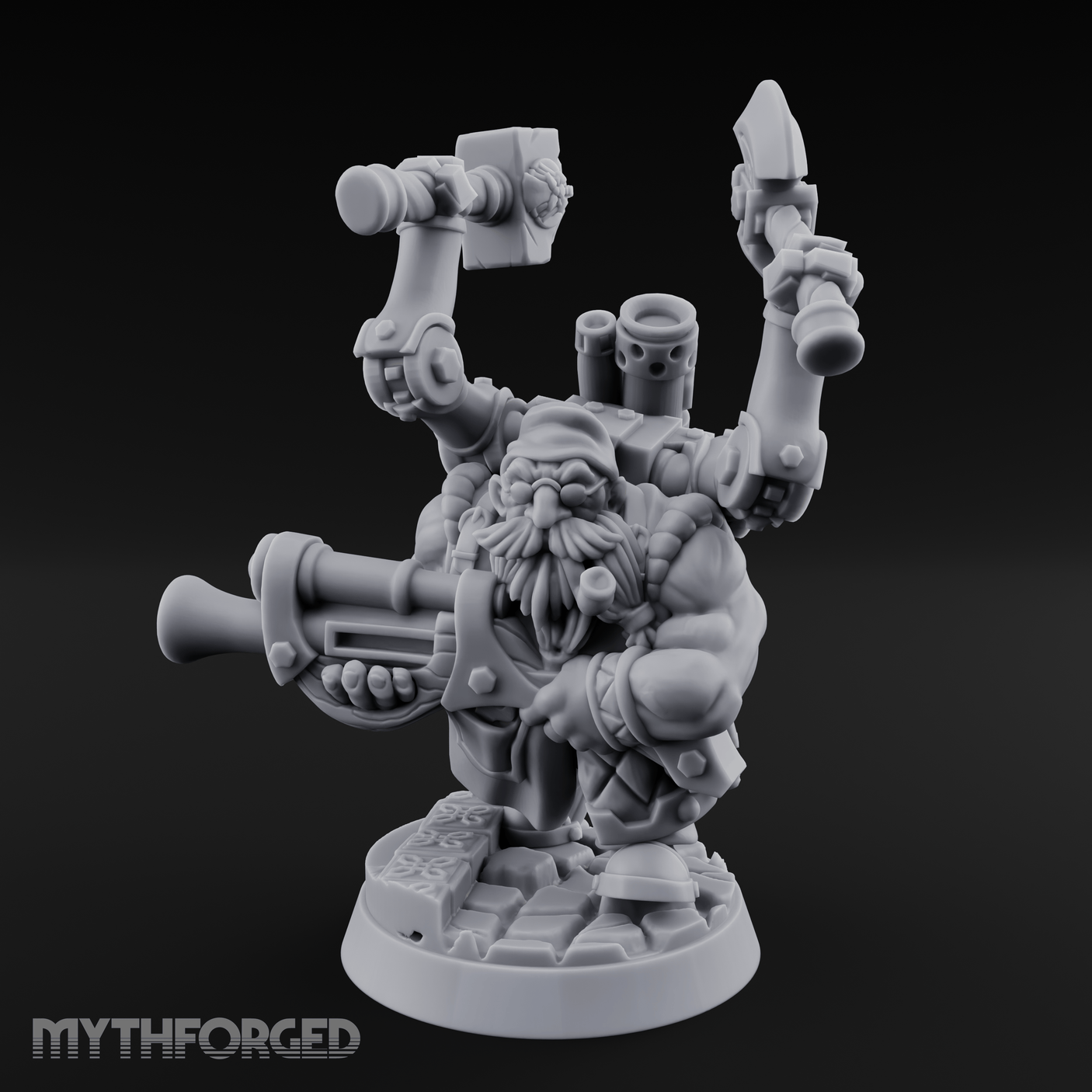 Armed To The Gills Dwarf Artificer Miniature for Dungeons and Dragons, Pathfinder or other TTRPGs