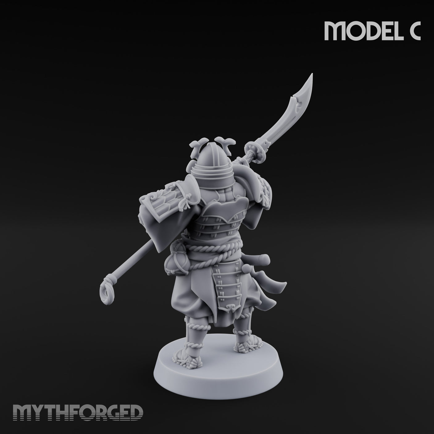 Glave Bearing Ashigaru Warrior C Miniature for Dungeons and Dragons, Pathfinder or other TTRPGs