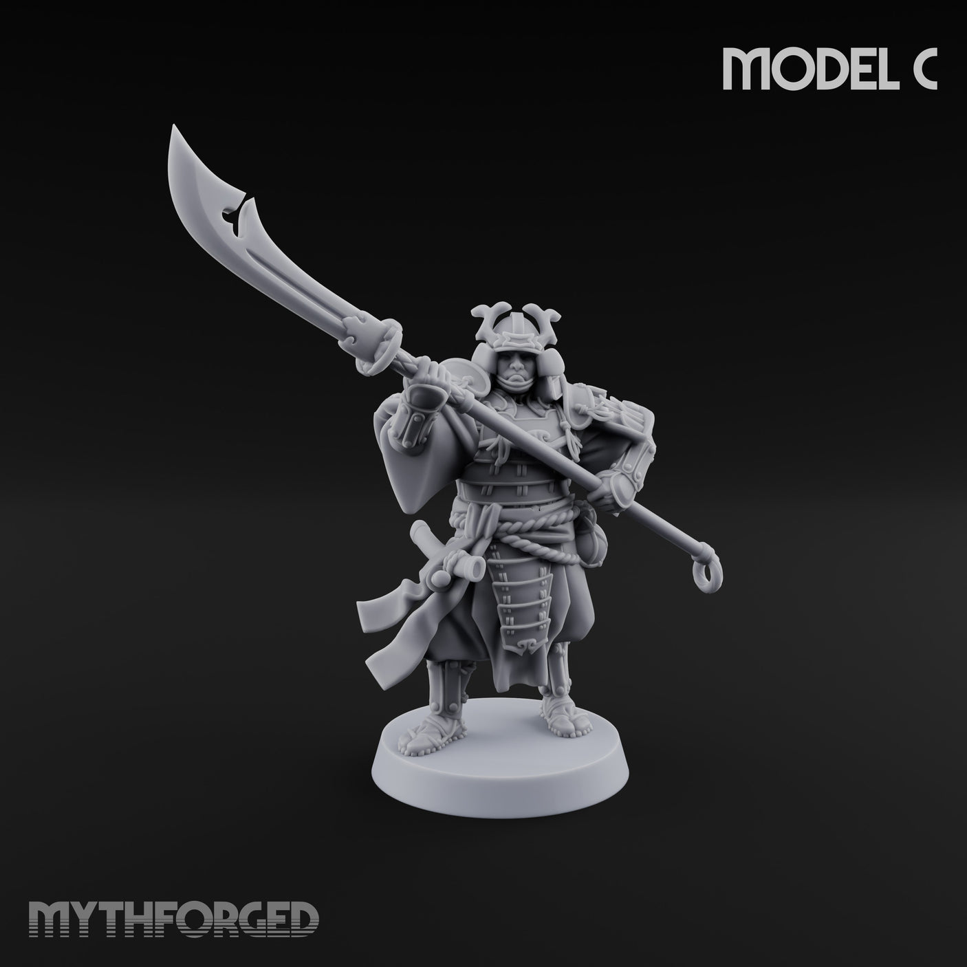 Glave Bearing Ashigaru Warrior C Miniature for Dungeons and Dragons, Pathfinder or other TTRPGs