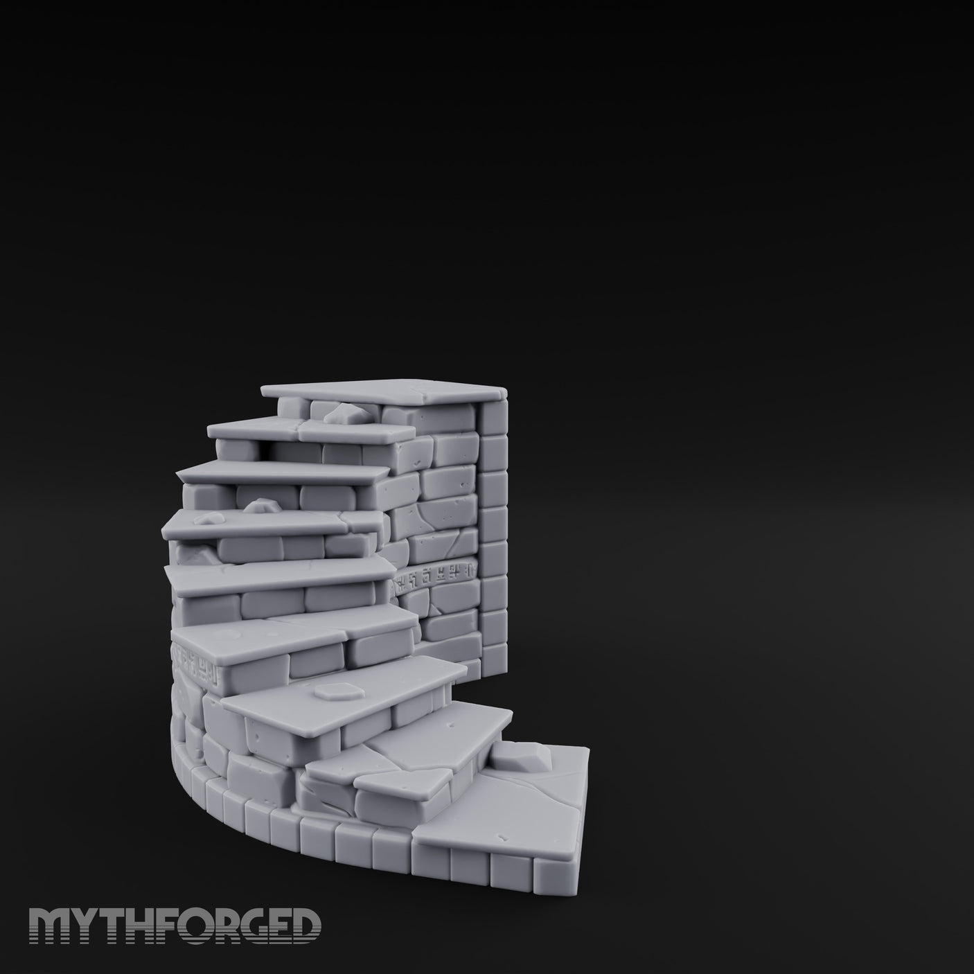 Glyph-Etched Curve-Edged Stone Staircase Section gallery 4