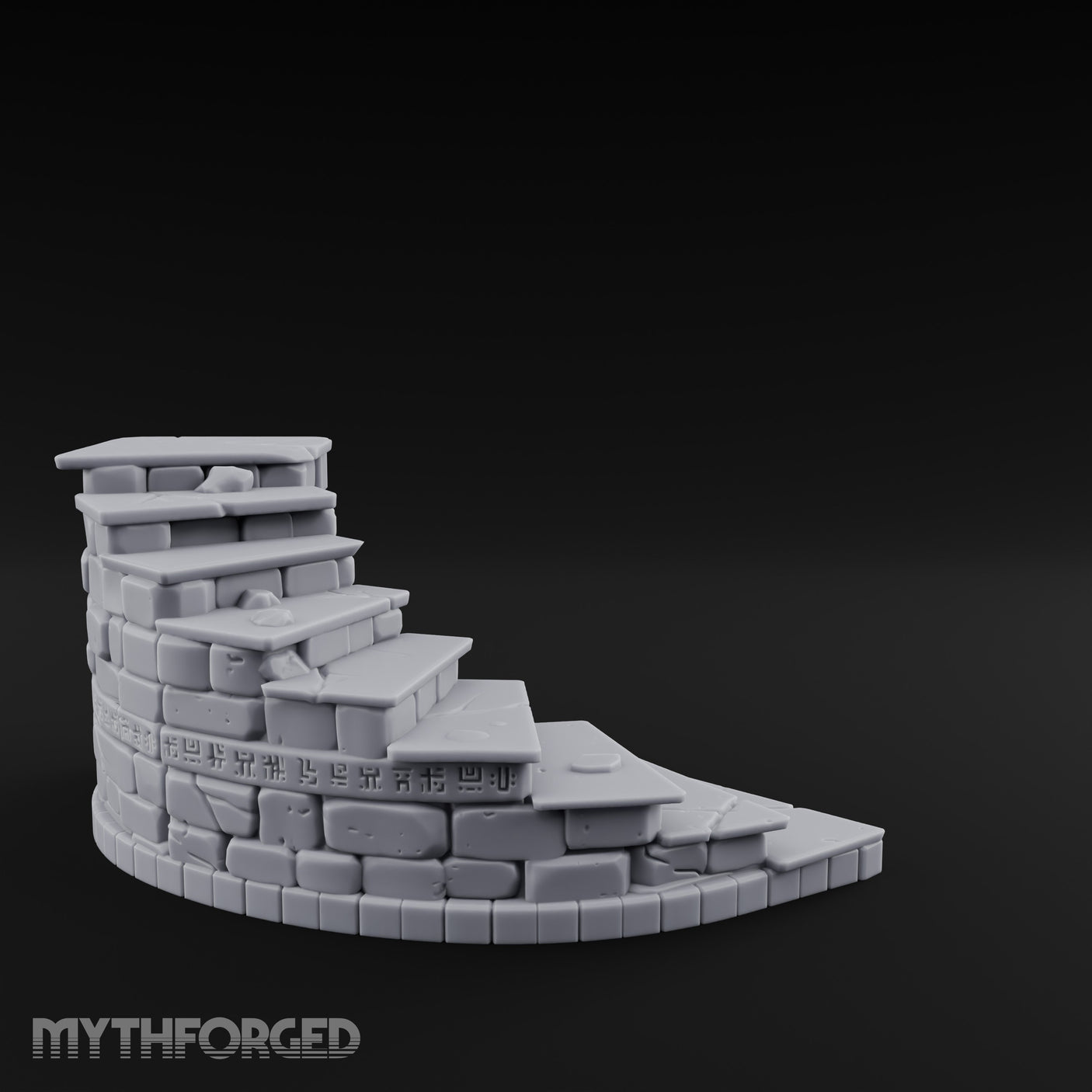 Glyph-Etched Curve-Edged Stone Staircase Section gallery 5