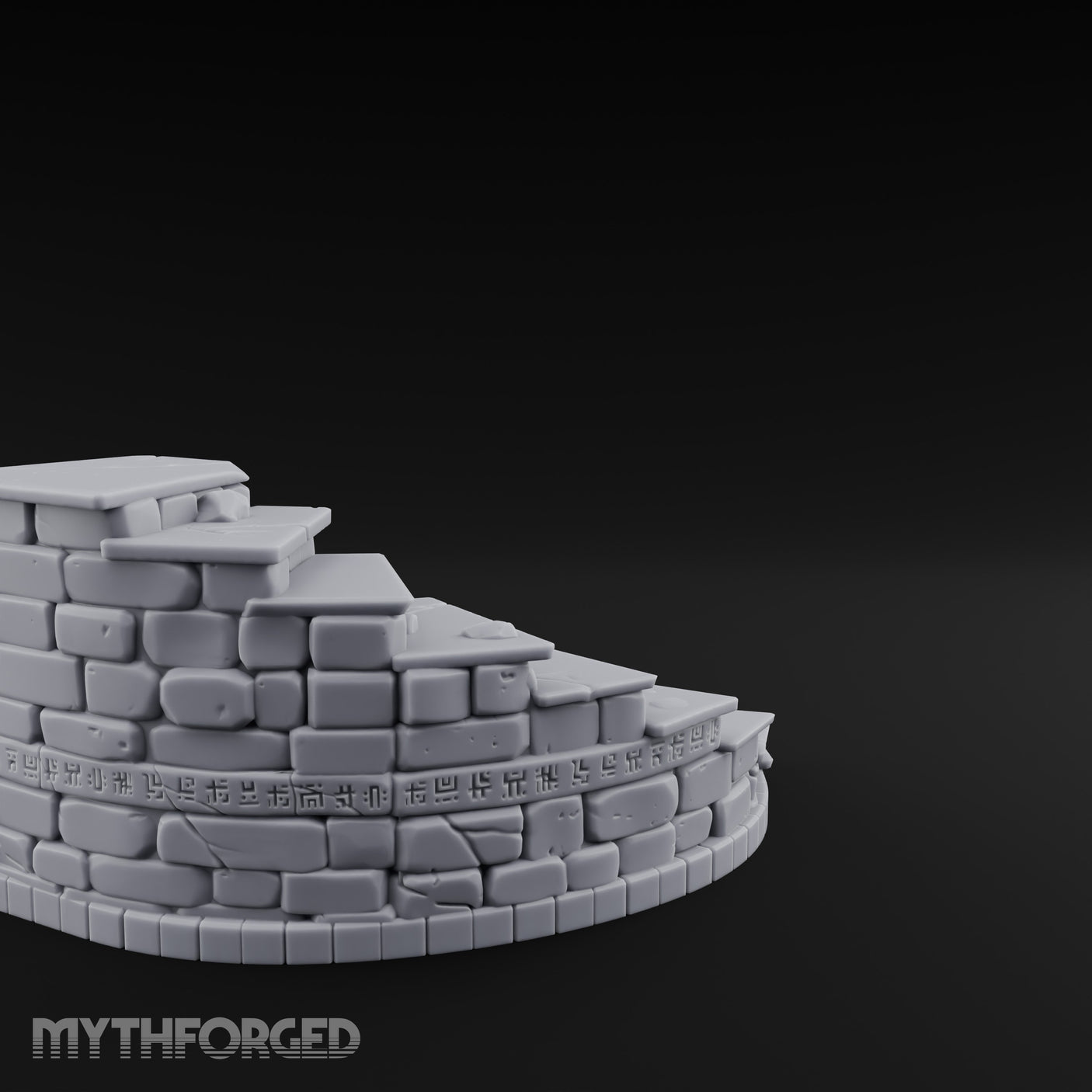 Glyph-Etched Curve-Edged Stone Staircase Section gallery 6