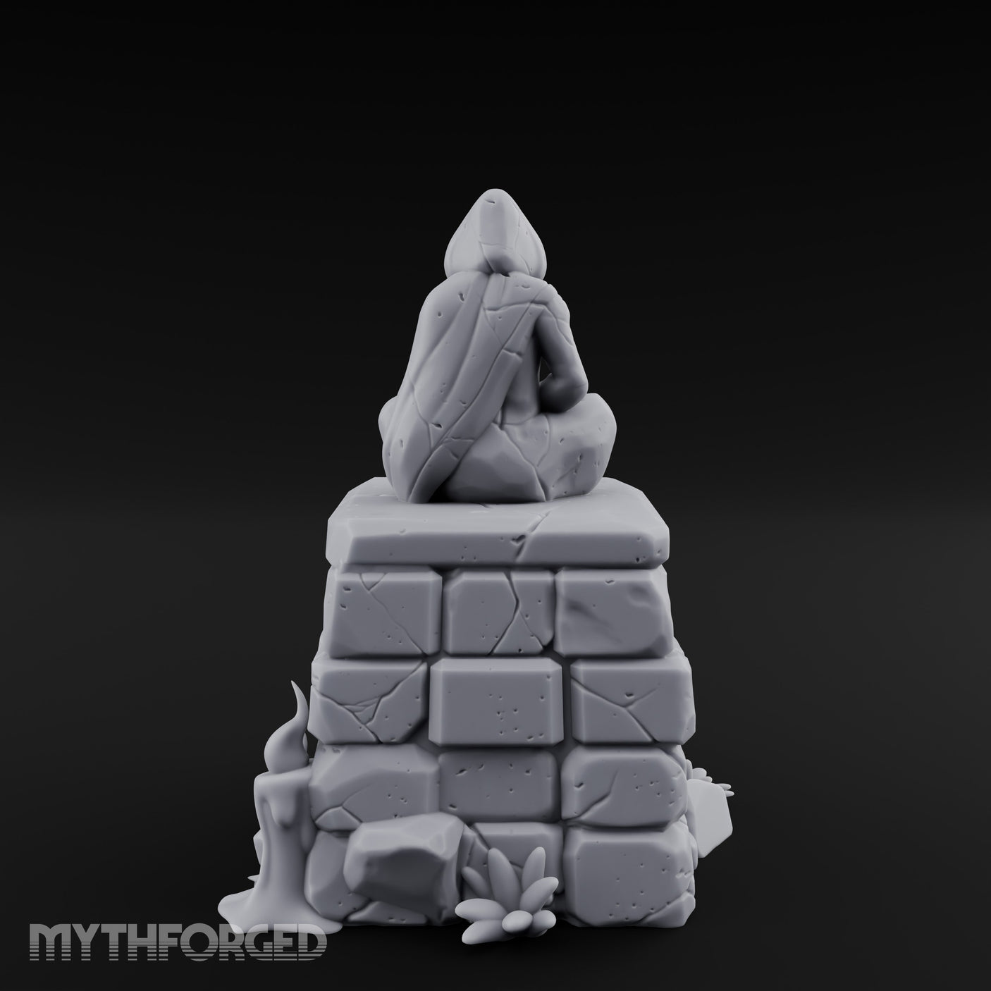 Glyph-Plaque Candle-Ringed Hooded Meditation Shrine Statue Miniature for Dungeons and Dragons, Pathfinder or other TTRPGs