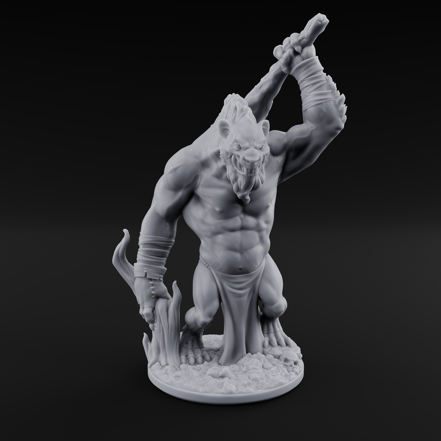 Tree Trunk Swinging Gnoll Brute Miniature for Dungeons and Dragons, Pathfinder or other TTRPGs