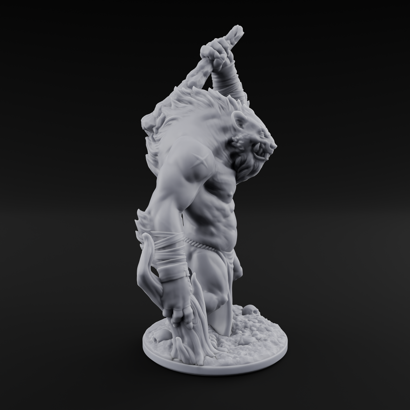 Tree Trunk Swinging Gnoll Brute Miniature for Dungeons and Dragons, Pathfinder or other TTRPGs