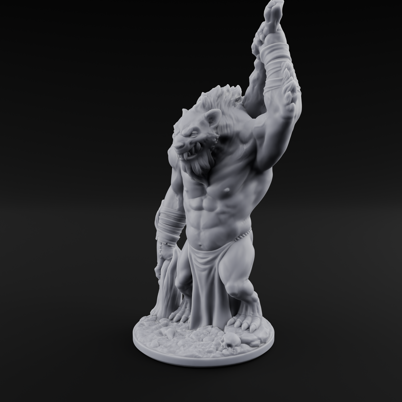 Tree Trunk Swinging Gnoll Brute Miniature for Dungeons and Dragons, Pathfinder or other TTRPGs