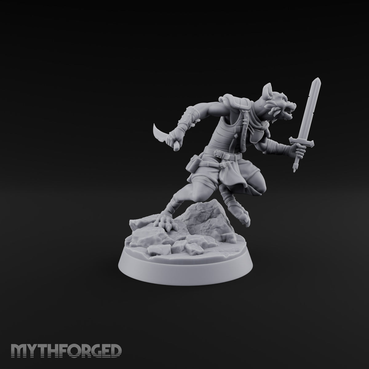 Hunting Pack Fans Out Gnoll Warrior B — Sword & Knife