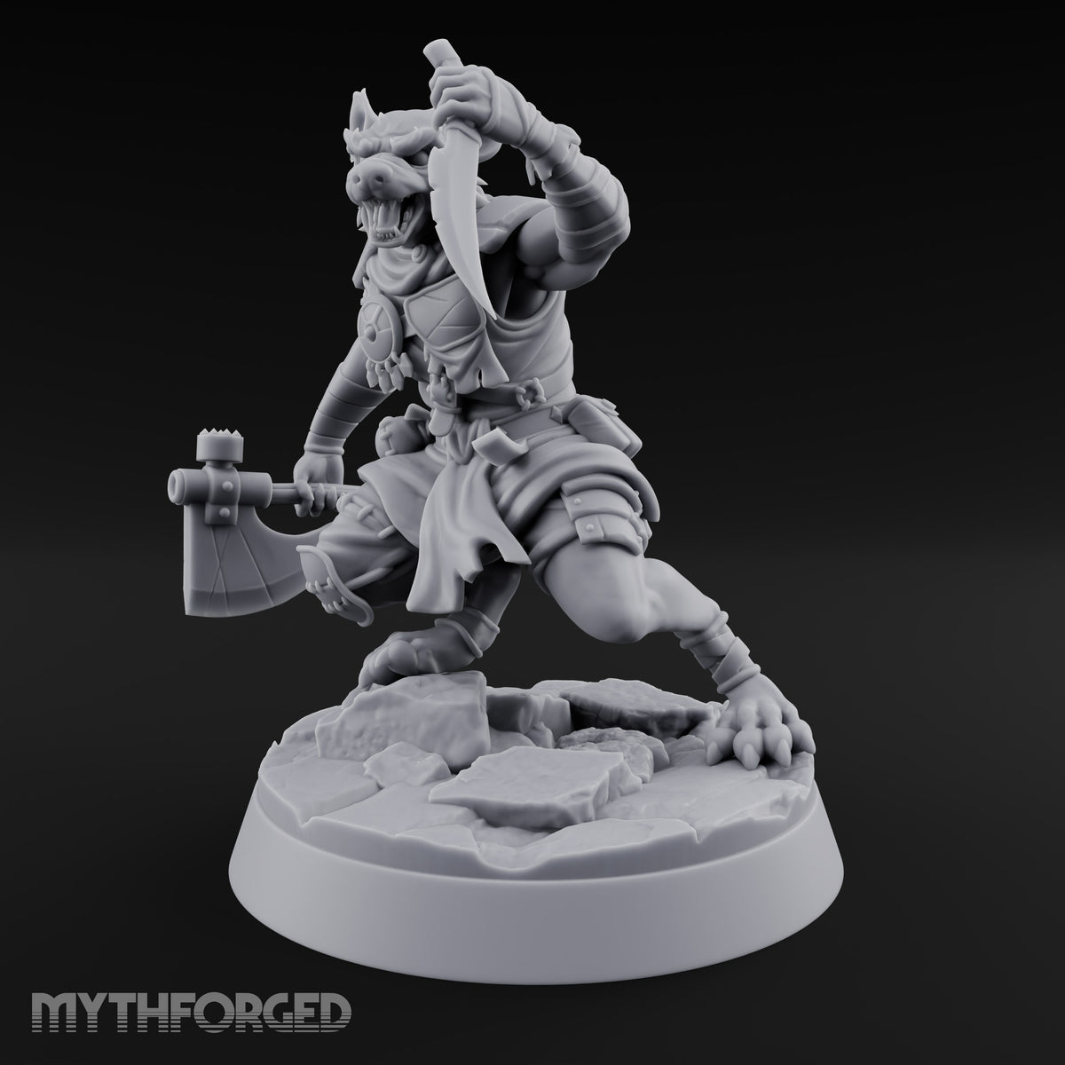 Hunting Pack Fans Out Gnoll Warrior D — Axe & Dagger
