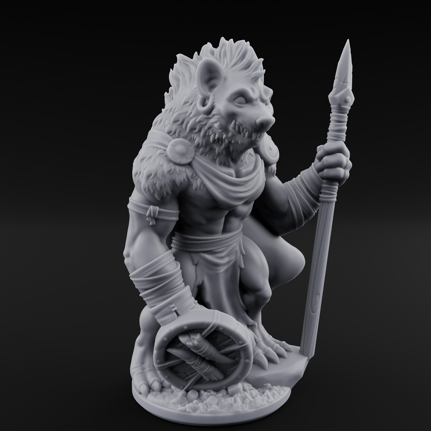 Shield Dragging Gnoll Warriors Miniature for Dungeons and Dragons, Pathfinder or other TTRPGs