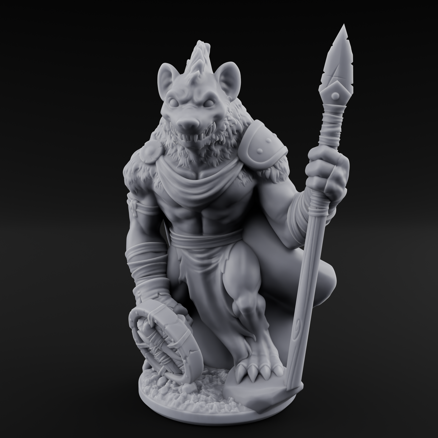 Shield Dragging Gnoll Warrior A Miniature for Dungeons and Dragons, Pathfinder or other TTRPGs