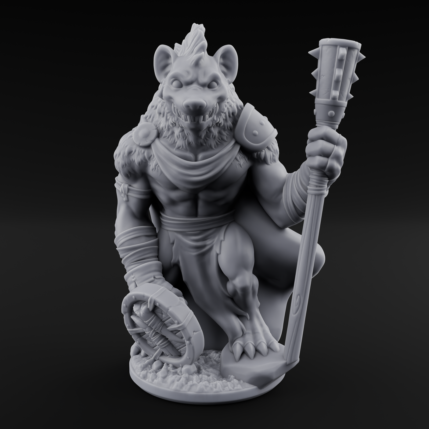 Shield Dragging Gnoll Warrior B Miniature for Dungeons and Dragons, Pathfinder or other TTRPGs