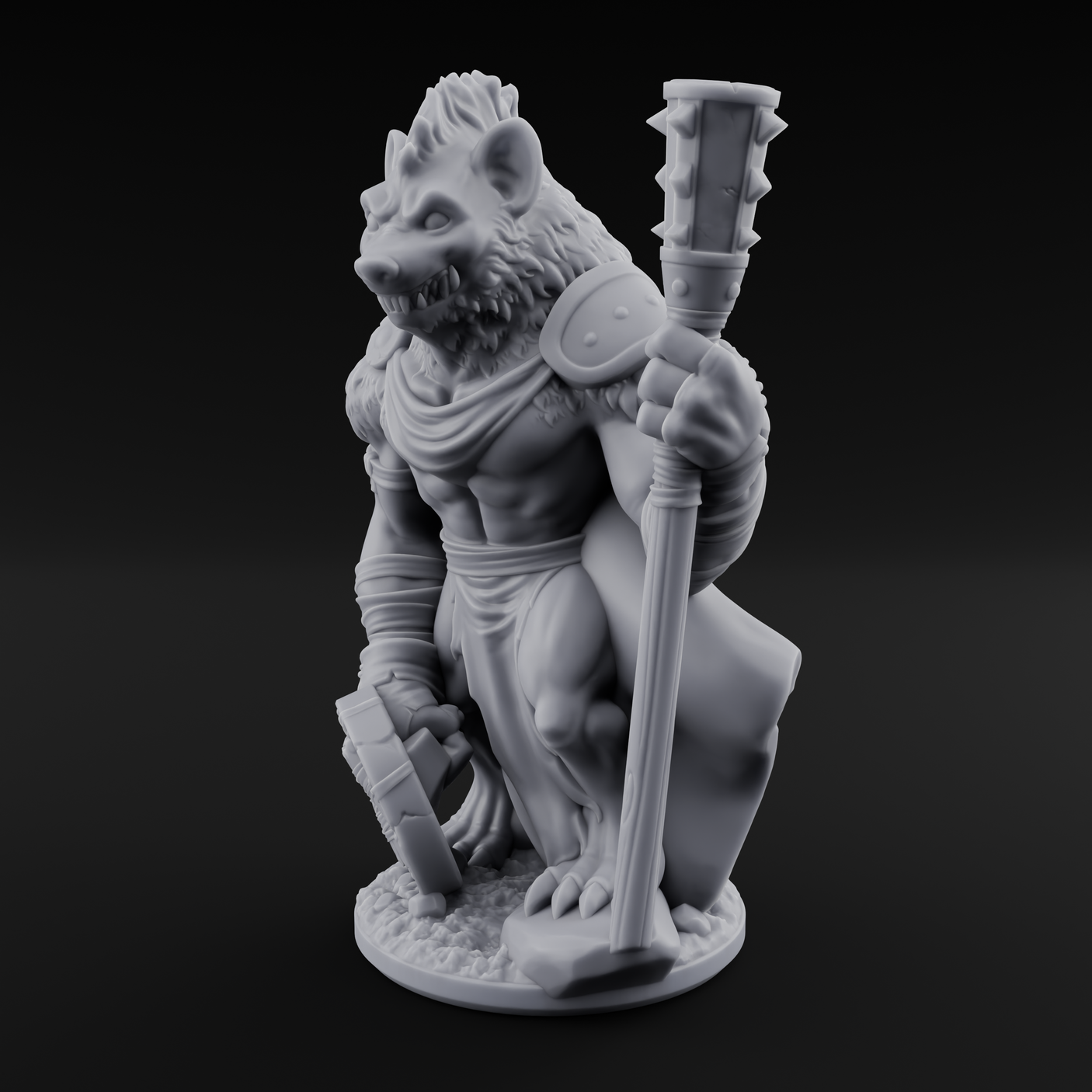 Shield Dragging Gnoll Warriors Miniature for Dungeons and Dragons, Pathfinder or other TTRPGs