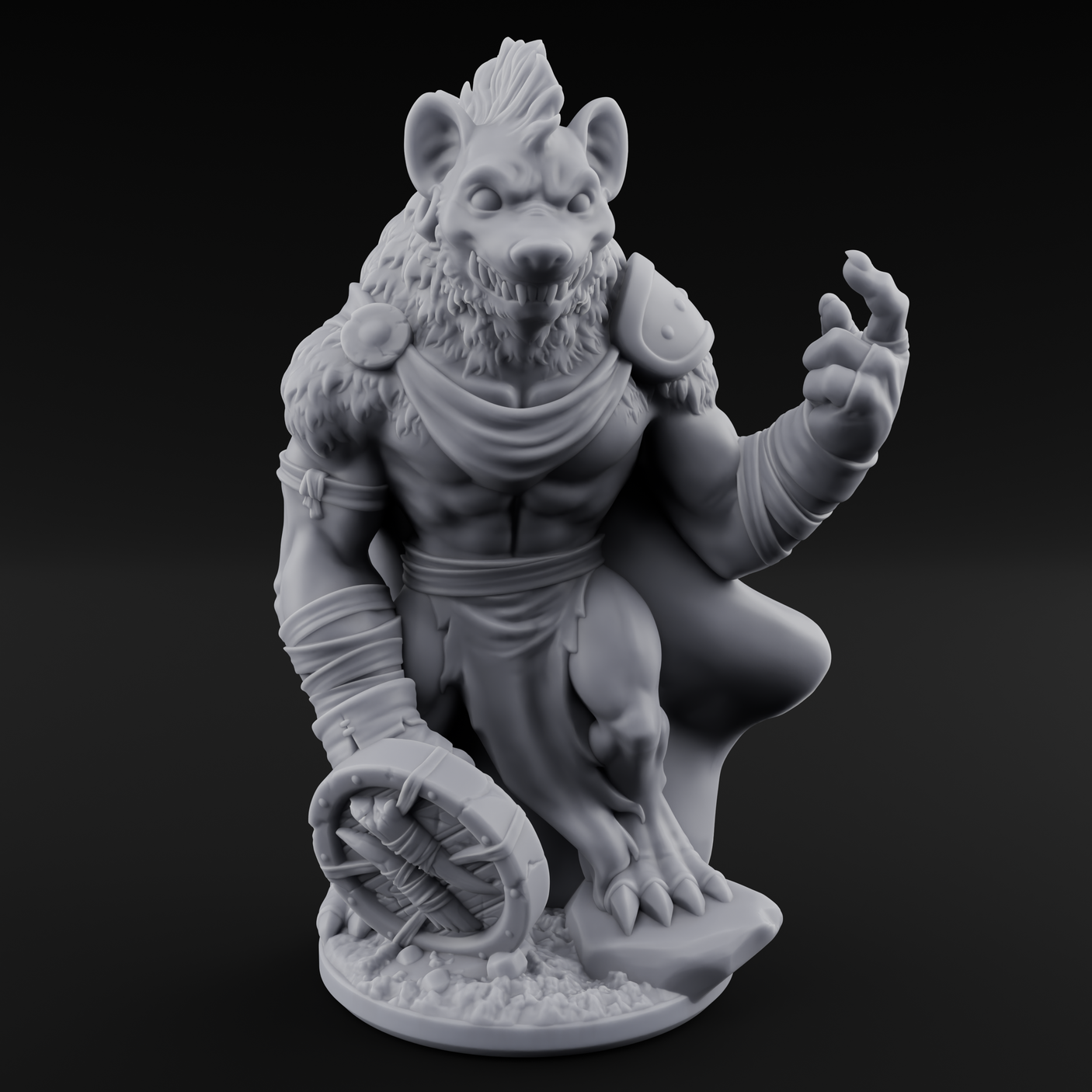 Shield Dragging Gnoll Warrior C Miniature for Dungeons and Dragons, Pathfinder or other TTRPGs