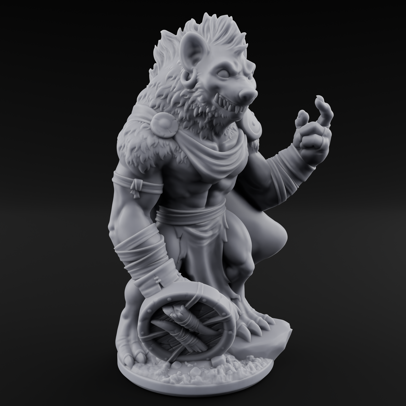 Shield Dragging Gnoll Warrior C Miniature for Dungeons and Dragons, Pathfinder or other TTRPGs