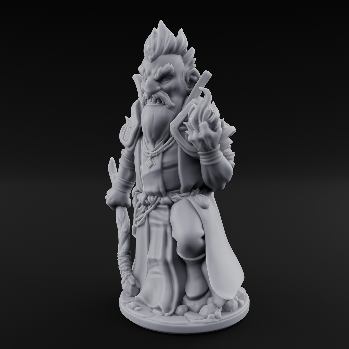 Flame Palming Gnome Pyromancer A Miniature for Dungeons and Dragons, Pathfinder or other TTRPGs