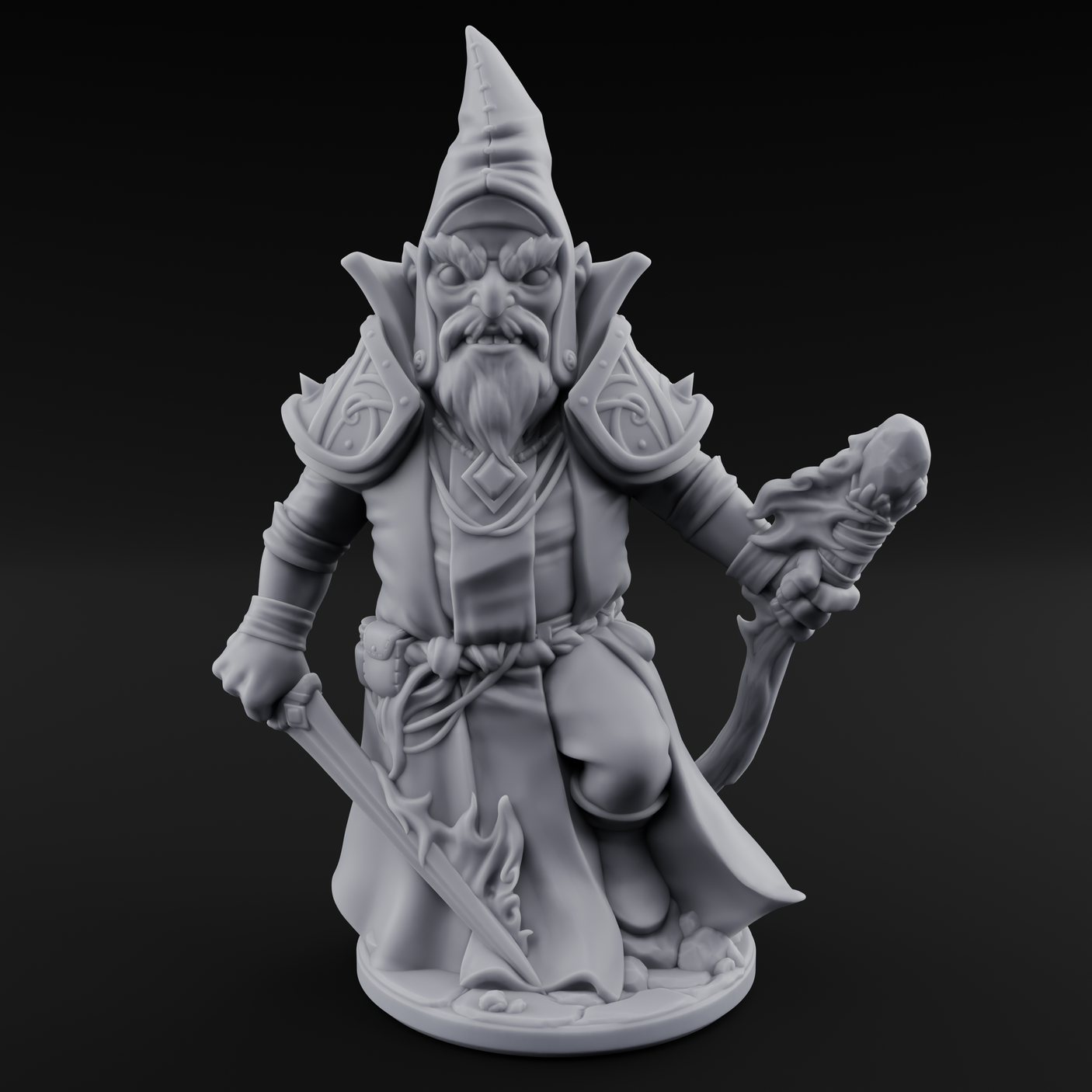 Flame Palming Gnome Pyromancers Miniature for Dungeons and Dragons, Pathfinder or other TTRPGs