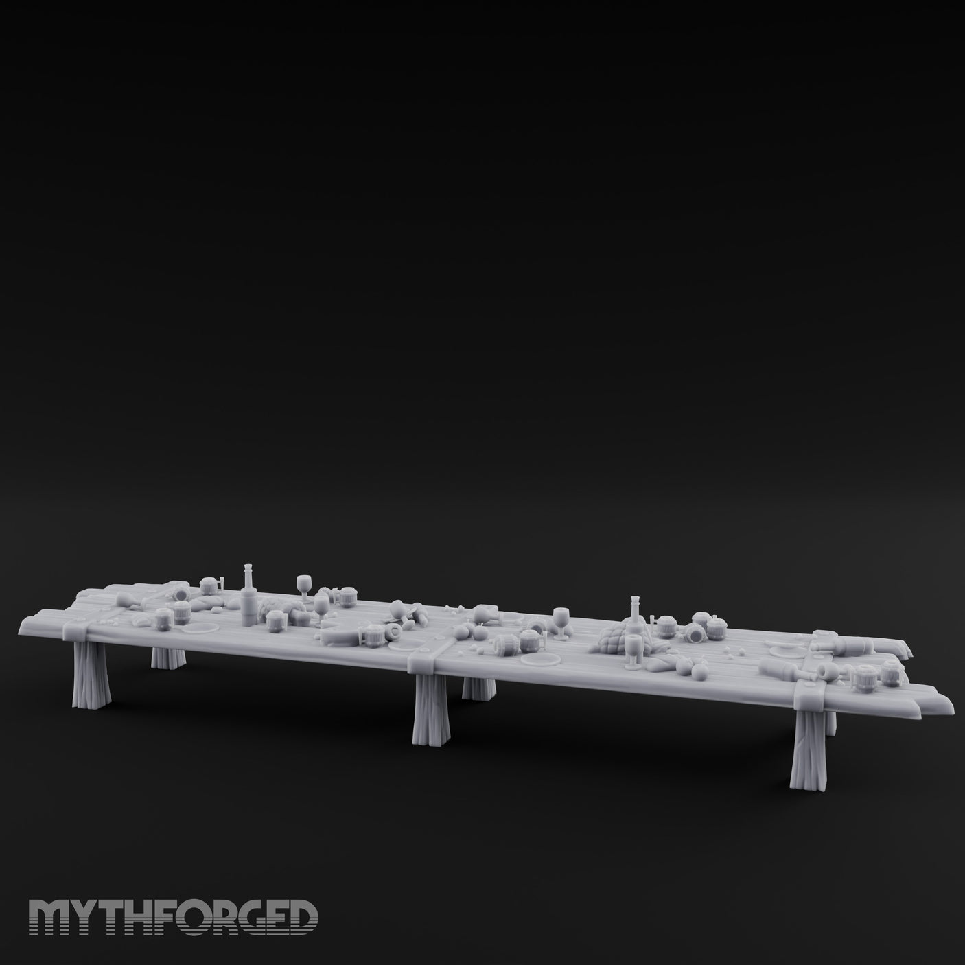 Goblet-Strewn Cloth-Draped Noble Dining Feasting Tables Miniature for Dungeons and Dragons, Pathfinder or other TTRPGs