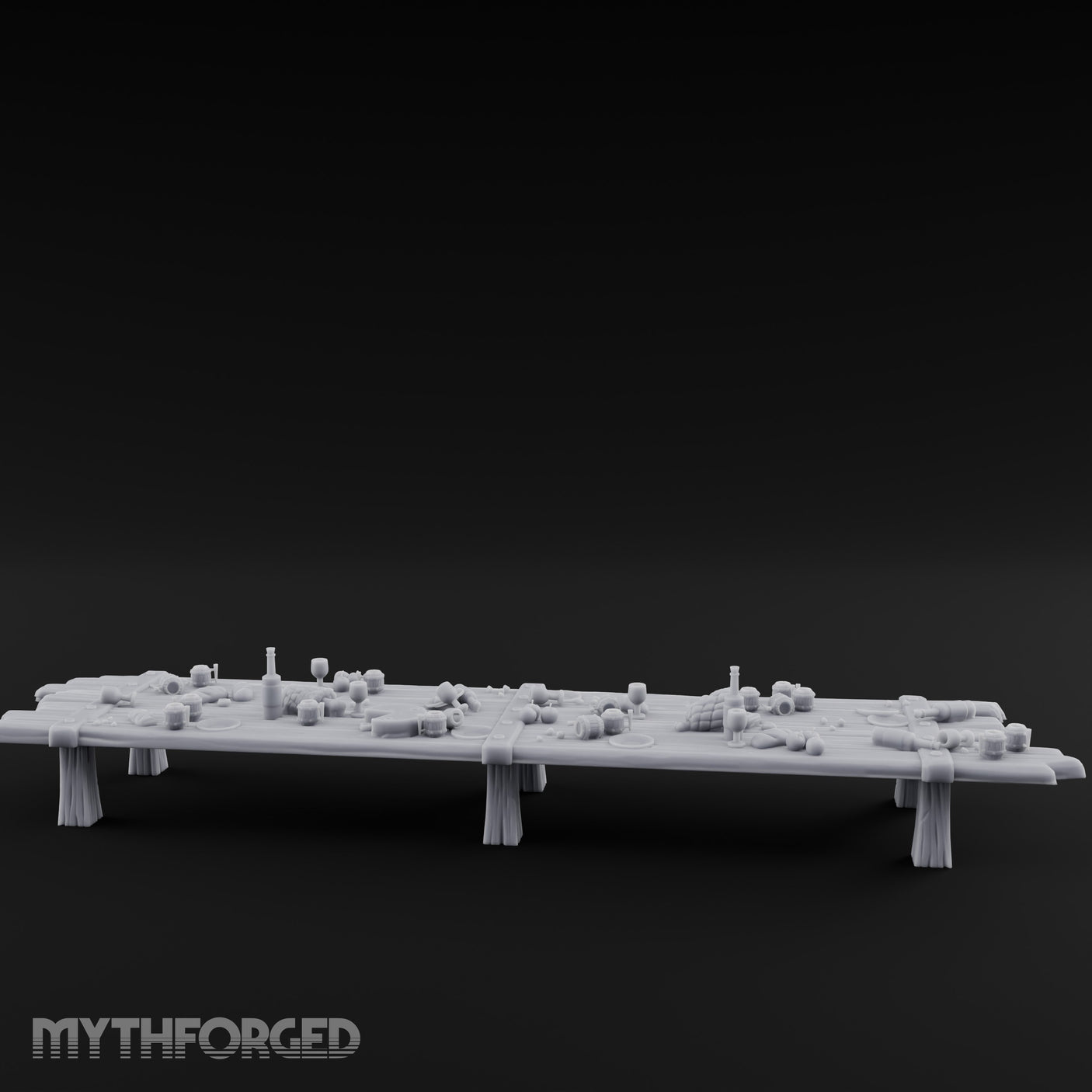 Goblet-Strewn Cloth-Draped Noble Dining Feasting Tables Miniature for Dungeons and Dragons, Pathfinder or other TTRPGs