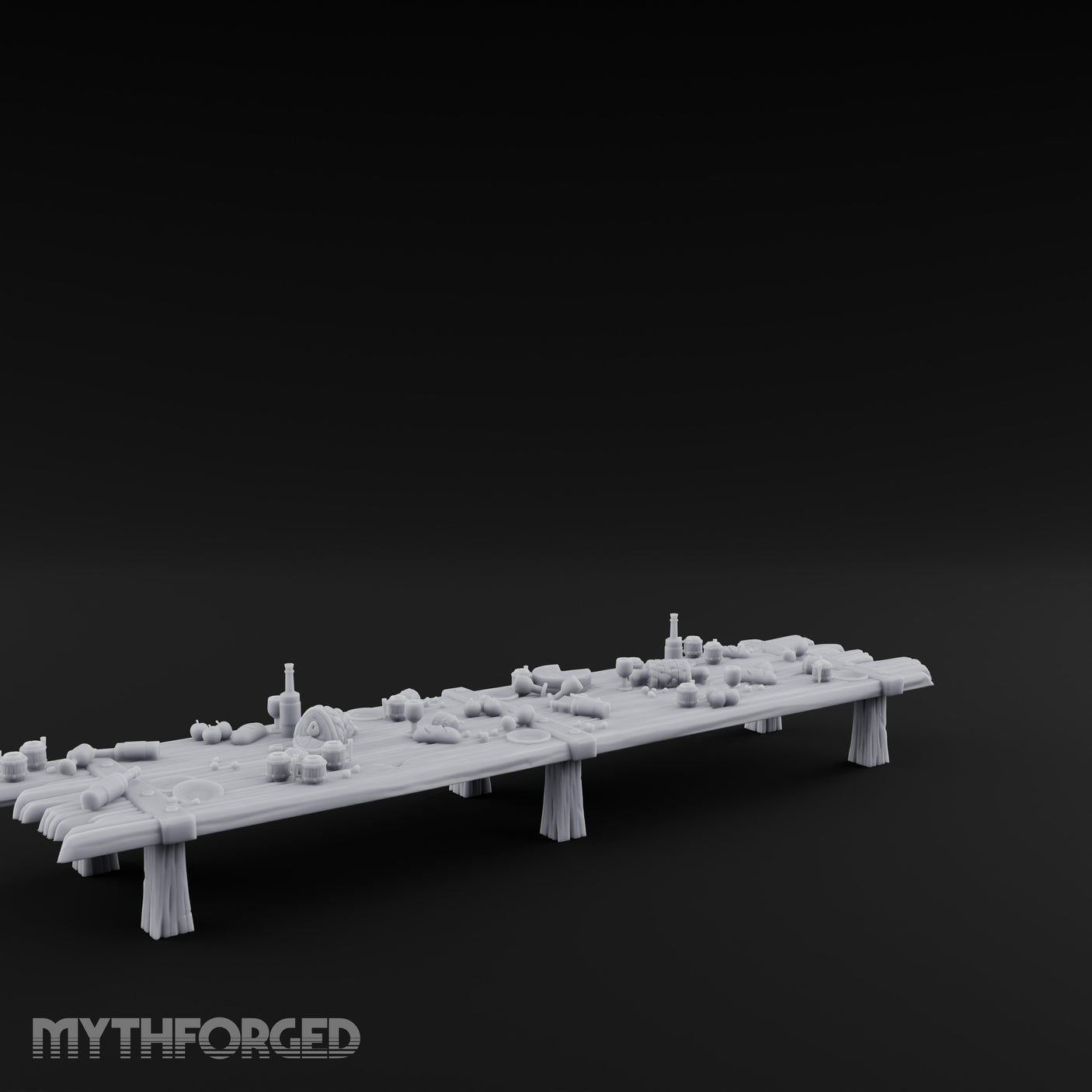 Goblet-Strewn Cloth-Draped Noble Dining Feasting Tables Miniature for Dungeons and Dragons, Pathfinder or other TTRPGs