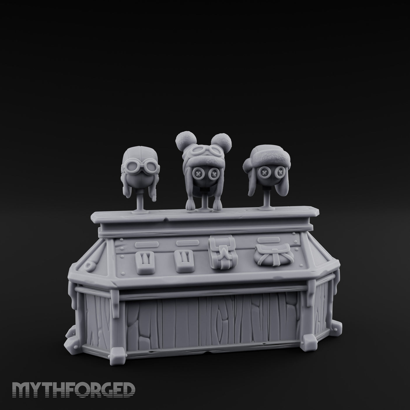 Goggle-Stocked Plank-Built Climbing Shop Display Counter Miniature for Dungeons and Dragons, Pathfinder or other TTRPGs