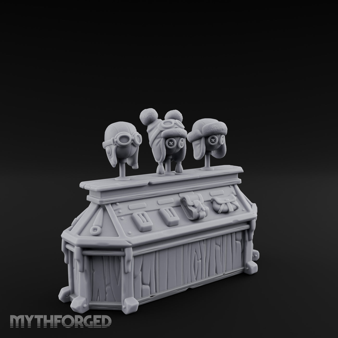 Goggle-Stocked Plank-Built Climbing Shop Display Counter Miniature for Dungeons and Dragons, Pathfinder or other TTRPGs