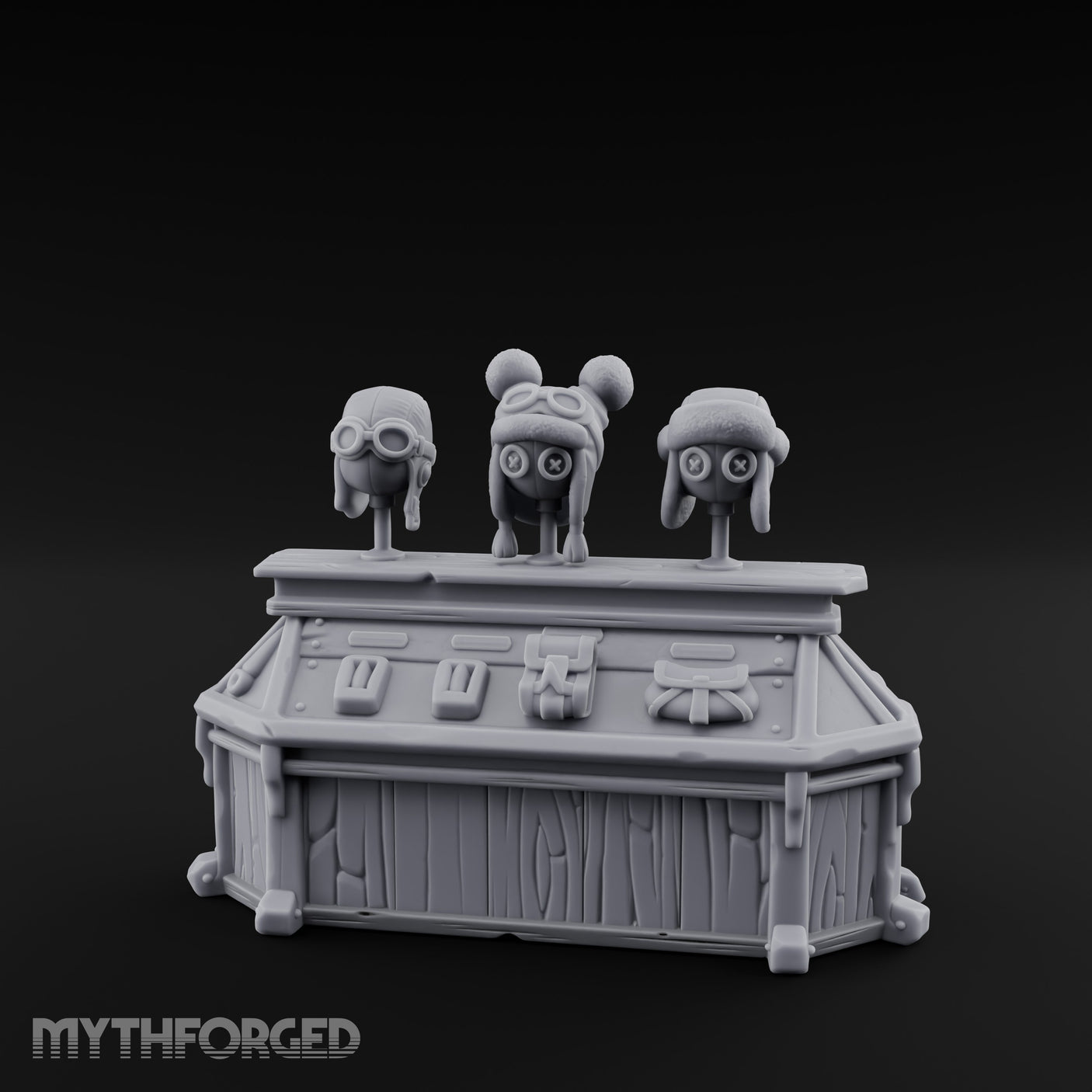 Goggle-Stocked Plank-Built Climbing Shop Display Counter Miniature for Dungeons and Dragons, Pathfinder or other TTRPGs
