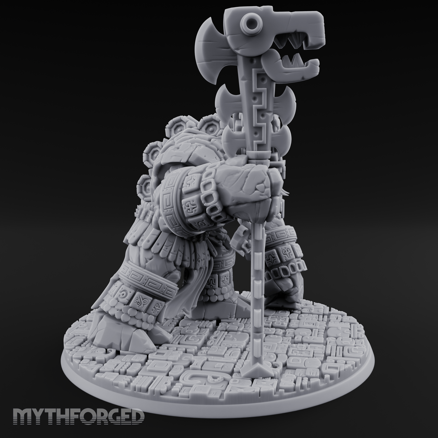 Aztec Inspired Totem Crowned Golem Warlord Miniature for Dungeons and Dragons, Pathfinder or other TTRPGs
